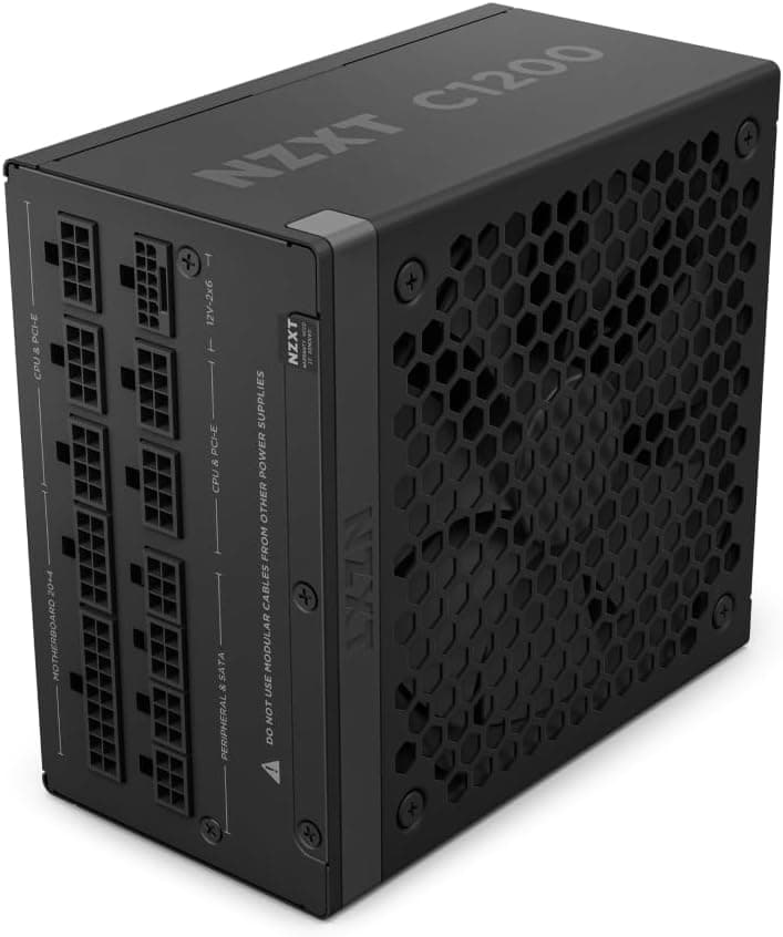 NZXT C1200 Gold ATX 3.1 - Fully Modular Low-Noise PC Gaming Power Supply - 1200 Watts - 80 PLUS Gold - 12V-2x6 Connector - Zero Fan Mode - 100% Japanese Capacitors - Black