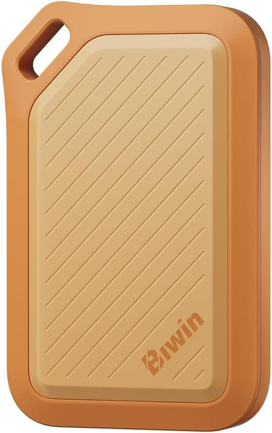 BIWIN PR2000 External SSD 1TB, Up to 2000 MB/s, IP67 Dust & Waterproof Portable SSD, Up to 3m Drop Protection, Supports 4K 60FPS ProRes Record, USB-C USB3.2 Gen2x2, Orange