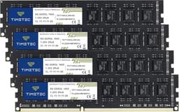 Timetec Premium 32GB KIT(4x8GB) DDR3L / DDR3 1600MHz (DDR3L-1600) PC3L-12800 / PC3-12800 Non-ECC Unbuffered 1.35V/1.5V CL11 2Rx8 Dual Rank 240 Pin UDIMM Desktop PC Computer Memory RAM(SDRAM) Upgrade