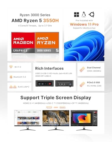 BOSGAME E4 Mini PC Review: AMD Ryzen 5 3550H, Triple 4K, Dual LAN