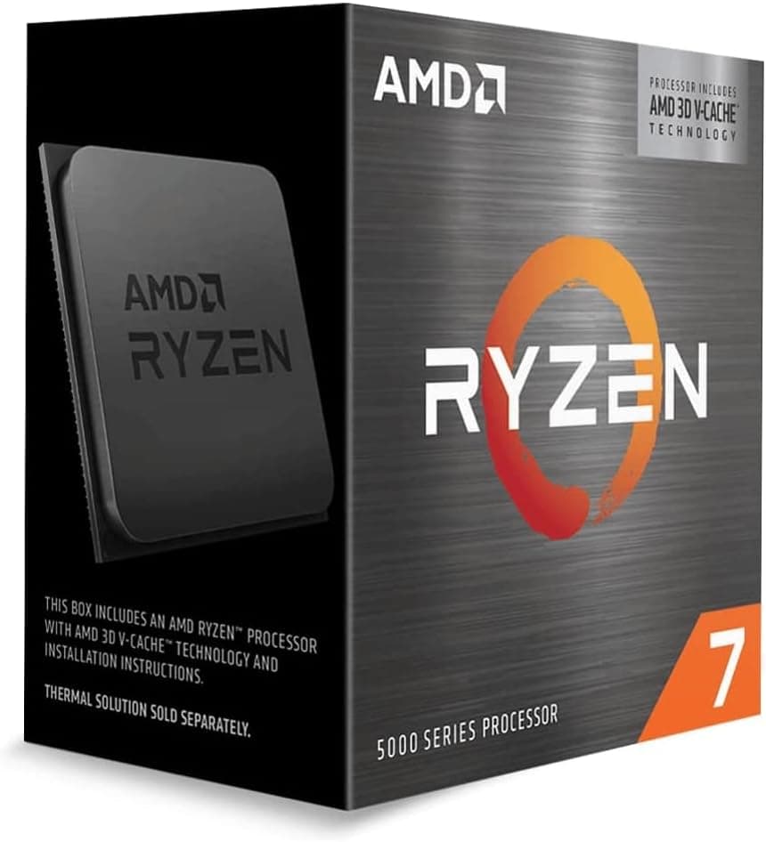 AMD Ryzen 7 5800X3D Processor (8 cores/16 threads, AM4 Socket, 105W TDP,100 MB Cache, up to 4.5 GHz max boost, no cooler)