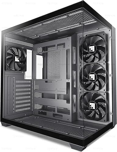 FOIFKIN F300 PC Case ATX with 4 Non-RGB Fans, High Airflow Mid-Tower Computer Case, Gaming PC Case Big Tower, ATX Case Black, with Type-C, 360mm Radiator Computer Case (Black, F300)