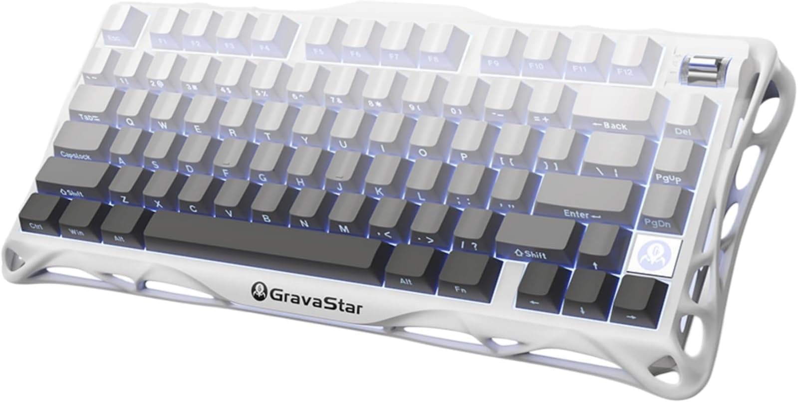 GravaStar Mercury,K1 75% Wireless Mechanical Gaming Keyboard, Aluminum Alloy Exoskeleton Design, Gasket Custom Keyboard Hot-Swap Socket, Linear Switches, RGB Backlit (Gradient White)