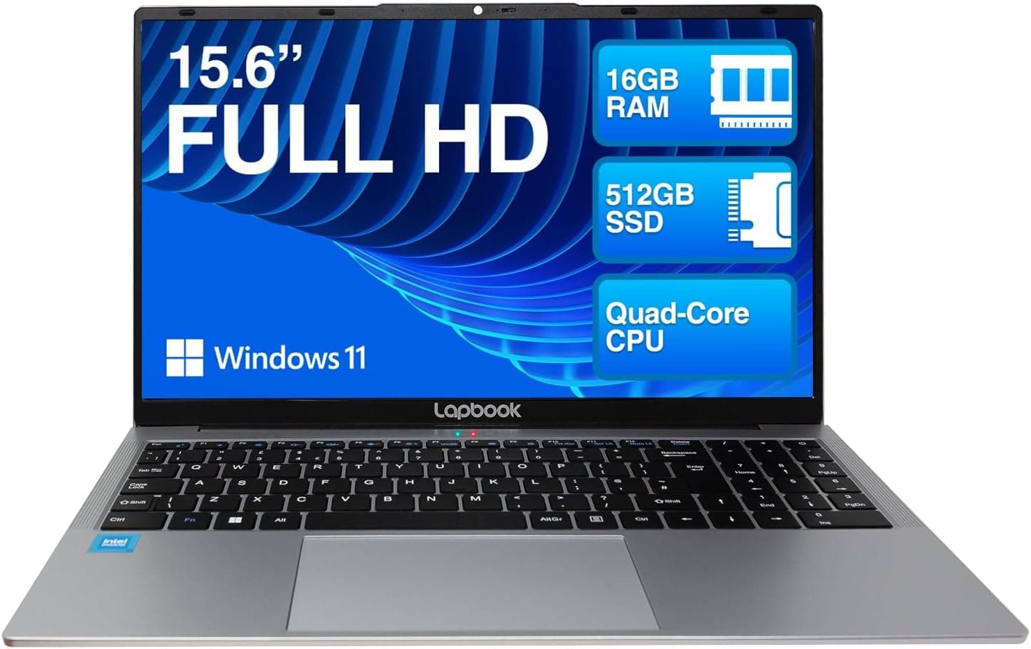 15.6" Full HD Laptop - 16GB RAM 512GB M.2 SSD Windows 11 Home, Dual-Band WiFi, Integrated Webcam - S15 N2 15 Inch Lightweight Laptop