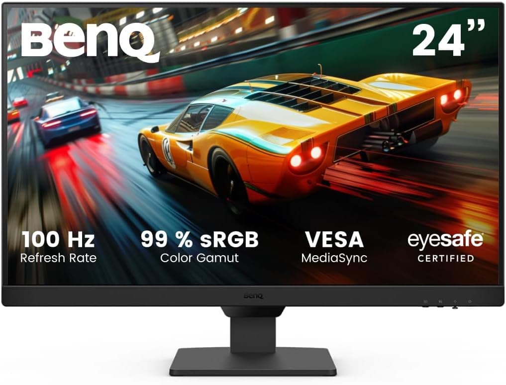 BenQ GW2490E 24 Inch Eye-care Gaming Monitor, 100Hz, 1920x1080p, IPS, 2X HDMI, DisplayPort, Built-in Speakers, Wall Mount, Adaptive Brightness, Thin Bezel