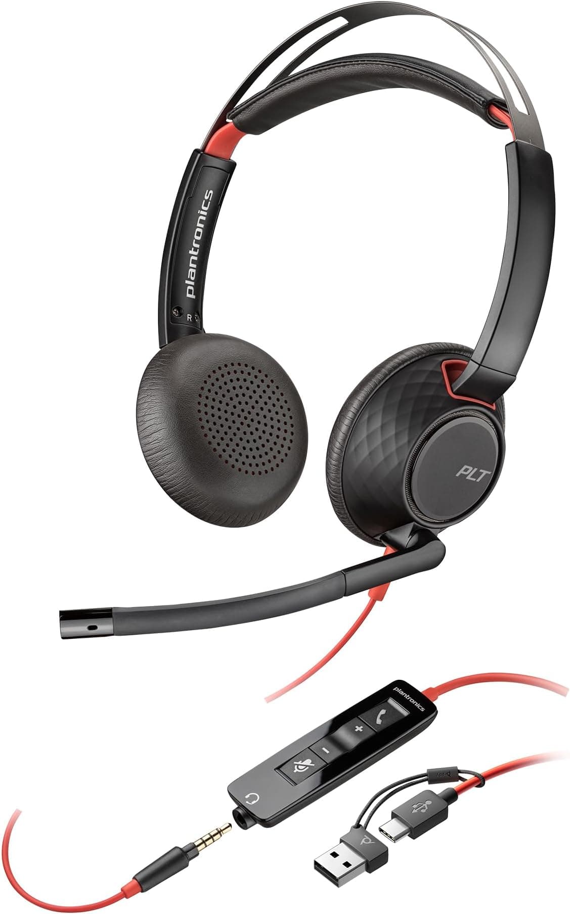 HP Poly Blackwire 5220 Wired Headset - Flexible Boom Mic - Noise Canceling - USB-C, USB-A, or 3.5mm - Ergonomic Over-Ear Design - Works with Microsoft Teams and Zoom - Work from Home Headset