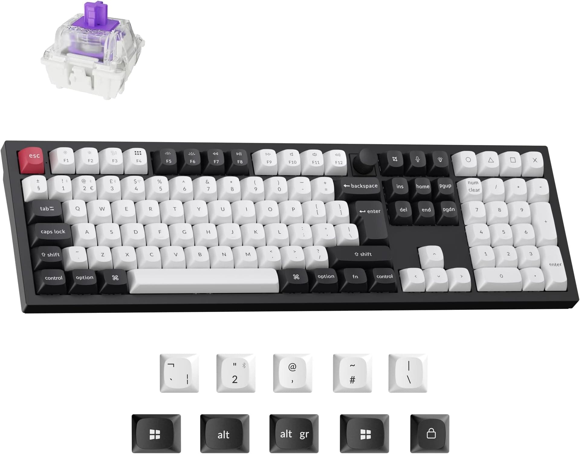 Keychron Q6 HE Wireless Custom Mechanical Keyboard - Hall Effect Gateron Double-Rail Magnetic Switch, Rapid Trigger, 2.4G/Bluetooth 5.2/USB-C, QMK/Launcher Full Metal RGB Backlit, UK Layout - Black