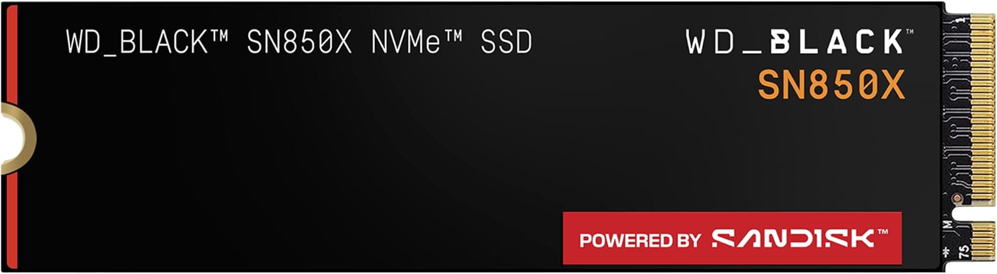 WD_BLACK SN850X NVMe SSD 1TB (up to 7,300MB/s read speed, up to 6,300MB/s write speed, M.2 2280, PCIe Gen4, Gaming Expansion storage, High Performance Internal solid state drive) POWERED BY SANDISK