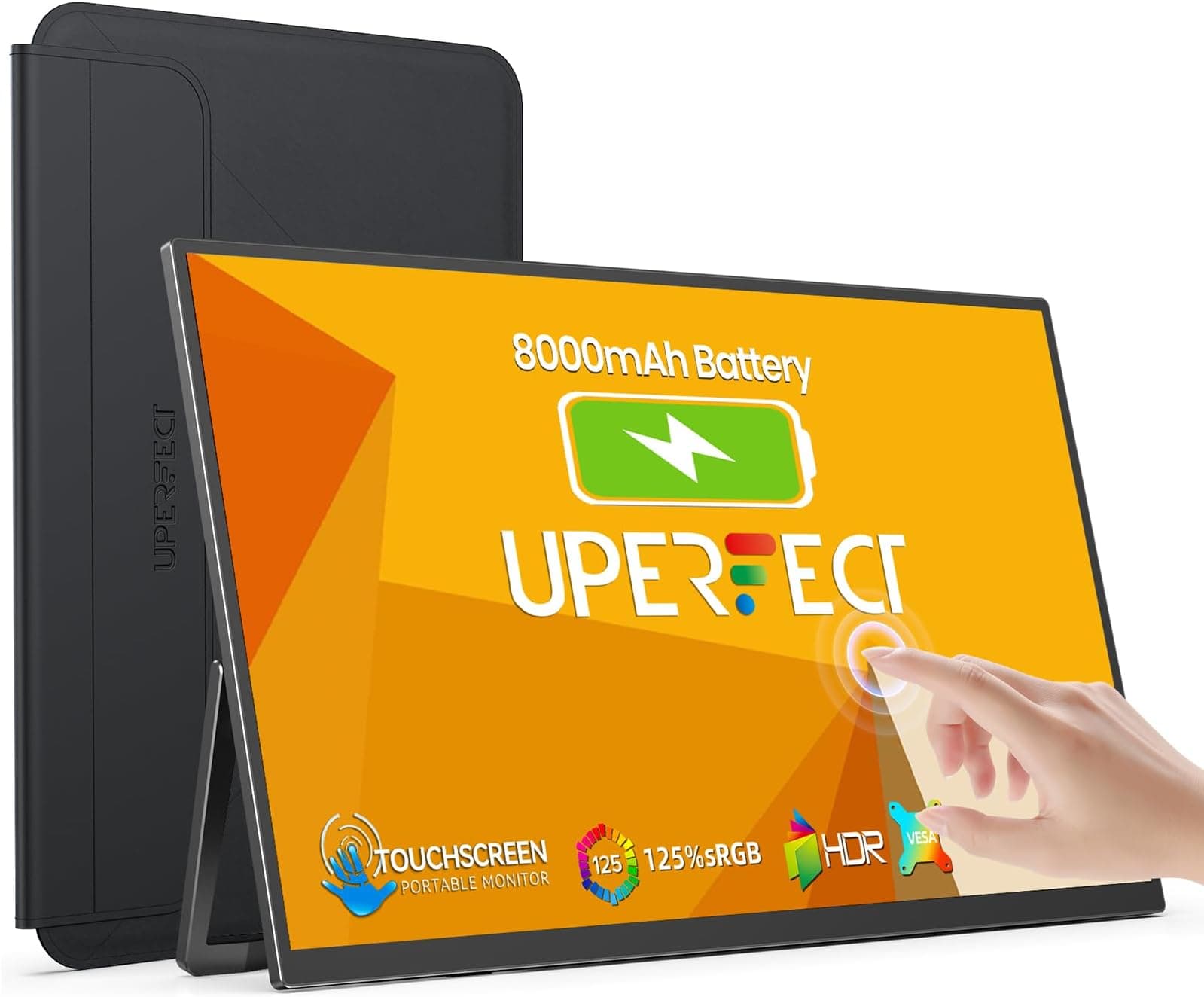 UPERFECT 15.6" Portable Monitor Touchscreen w/8000mAh Rechargeable Battery