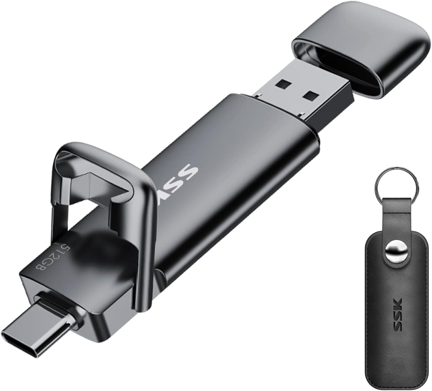 SSK 512GB USB C Drive Up to 550MB/s, Fast-USB-Stick Dual Drive Type-c +USBA USB3.2 Gen2 Solid State Drive, External SSD USB-Memory Stick for Android Phone Laptop Tablet Mac Business Travel Essential