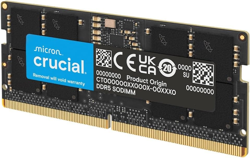 Crucial DDR5 RAM 48GB 5600MHz SODIMM, Laptop Computer Memory, Mini PC (or 5200MHz, 4800MHz) CL46 - CT48G56C46S5