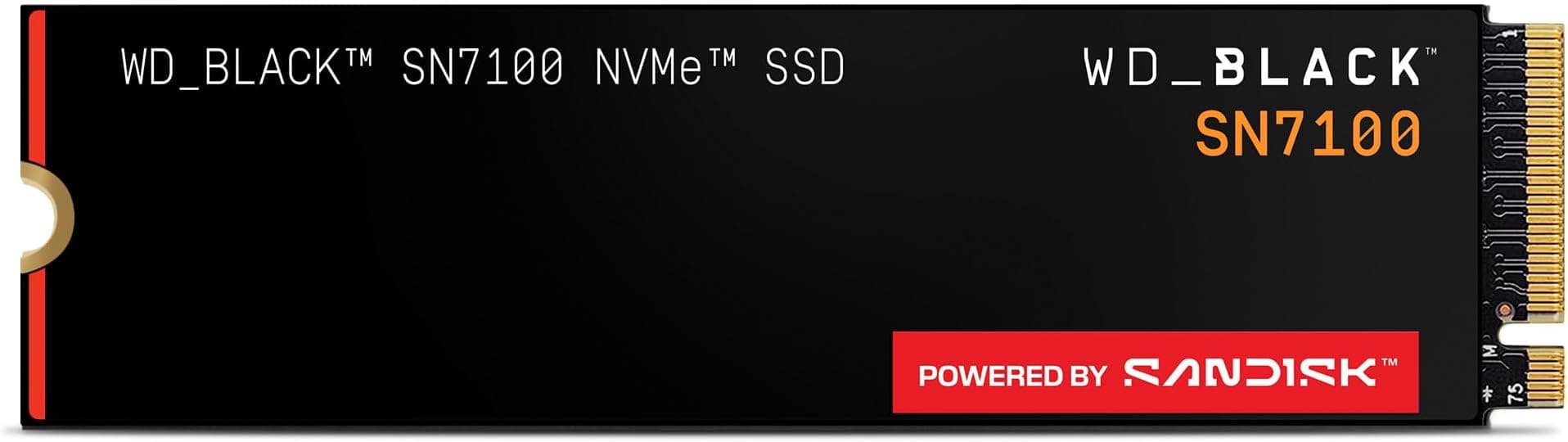 WD_BLACK SN7100 1TB NVMe SSD, M.2 2280, Read speeds up to 7250 MB/s, Write Speed up to 6,900 MB/s, Next Gen TLC 3D NAND, WD_BLACK DASHBOARD, For Laptops, handheld gaming devices