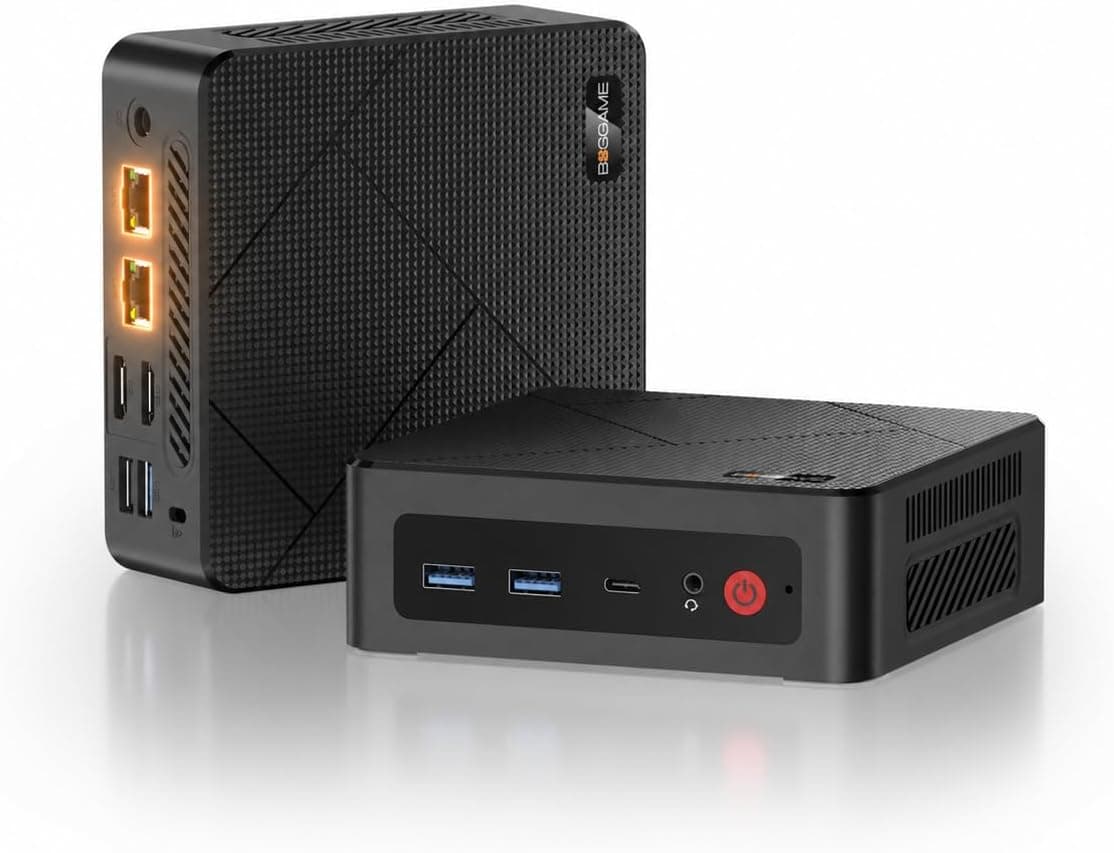 BOSGAME E4 Home-Office-Mini PC, Ryzen 5 3550H (Beats N150, up to 3.7 GHz), 16 GB DDR4 RAM 512 GB NVMe SSD, Mini Computer, 4K Triple Display, HDMI, USB-C, DP, Dual LAN, Wi-Fi 5, BT 5.0, Mini Desktop