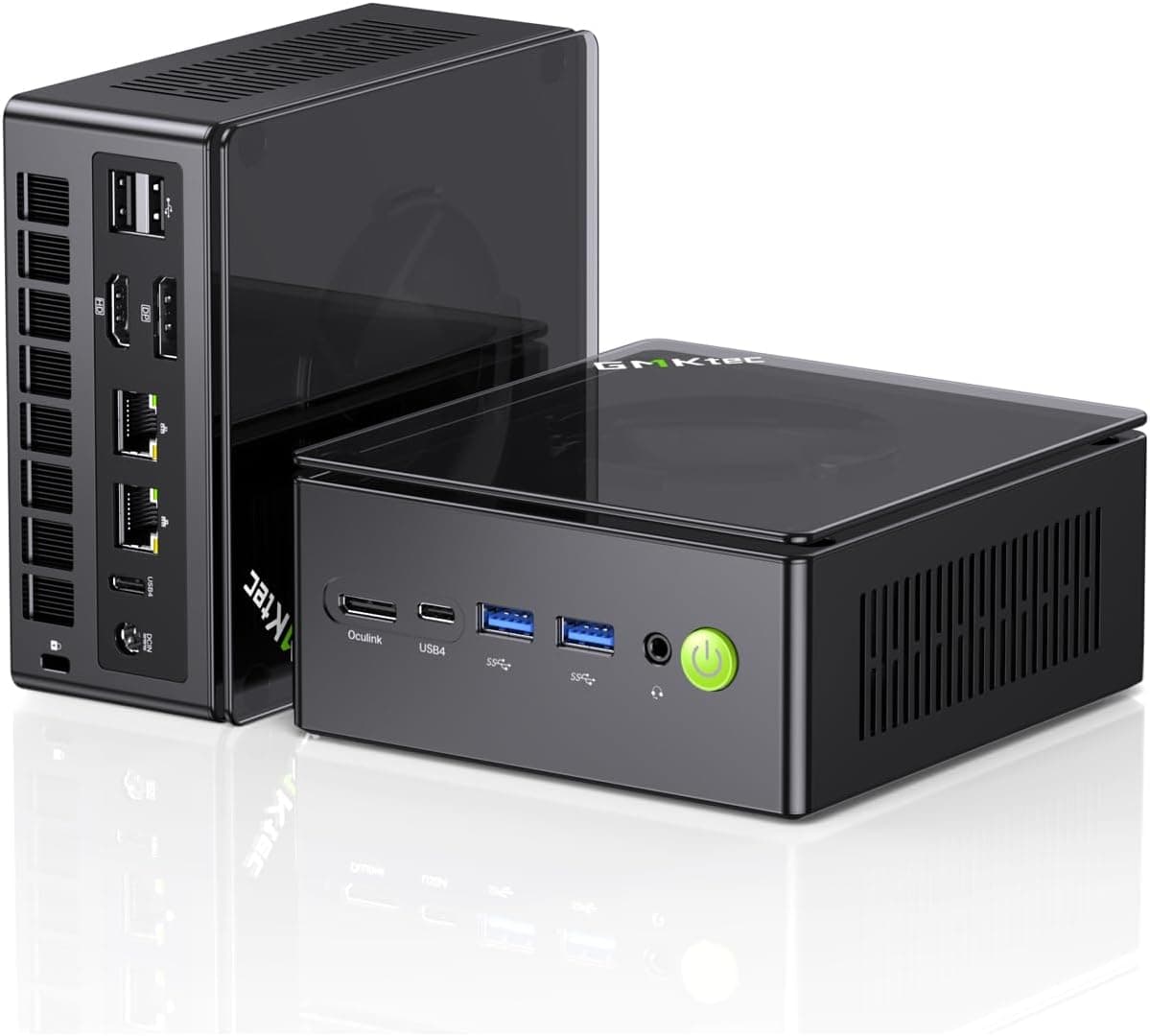 GMKtec AMD Ryzen 7 Mini Gaming PC 8845HS(8C/16T, up to 5.1GHz) K8 Plus 32GB DDR5 RAM 1TB PCIE NVME SSD, Desktop PC Oculink/Dual NIC 2.5G/WIFI 6/BT5.2/HDMI 2.1/USB4/USB3.2*2*+USB2.0*2.Mini Computer
