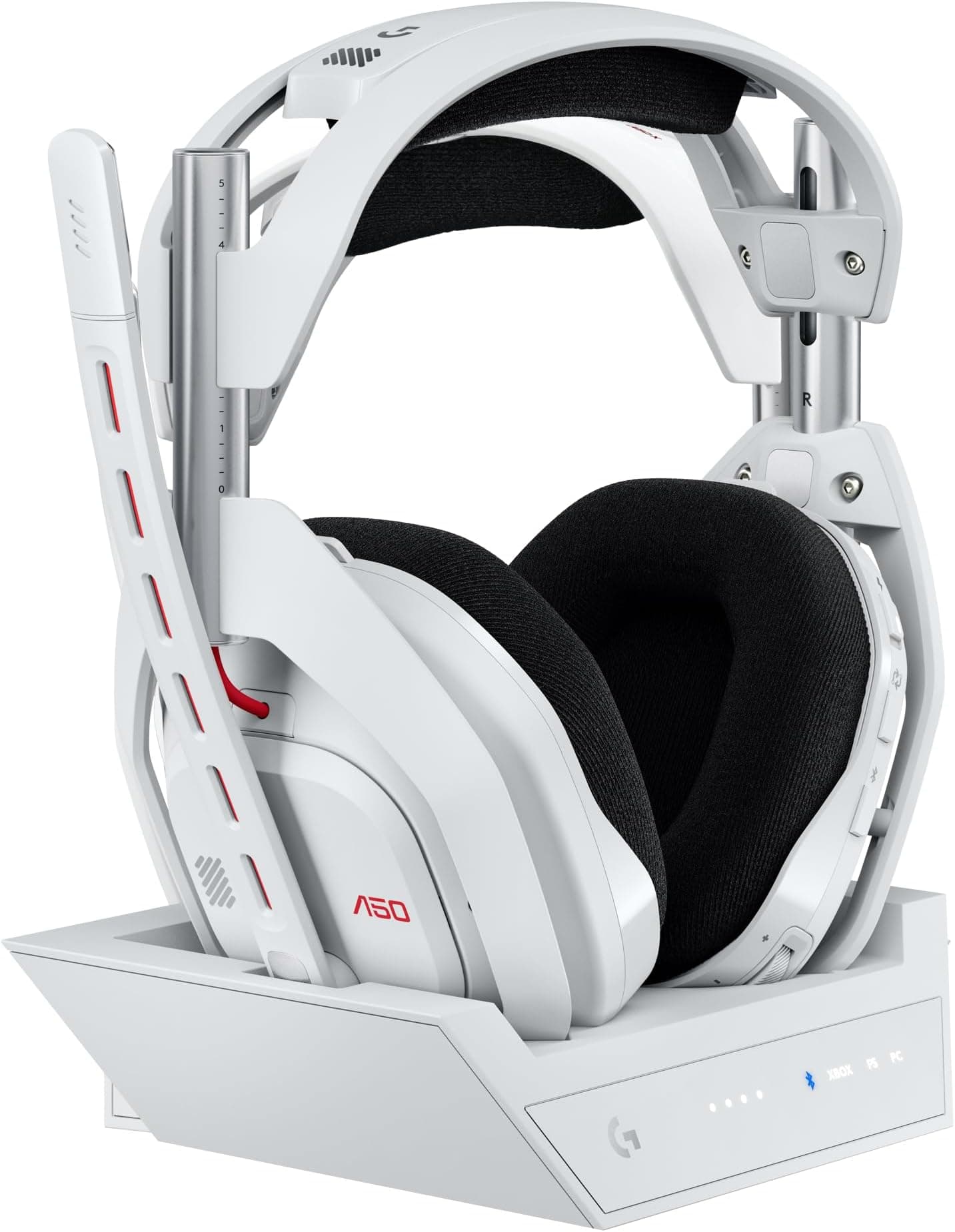 Logitech G Astro A50 LIGHTSPEED Wireless Gaming Headset + Base (Gen 5), PRO-G GRAPHENE, 3-System Switching, USB-C to Xbox, PS5, PC/Mac, Nintendo Switch, Switch 2, Bluetooth - White