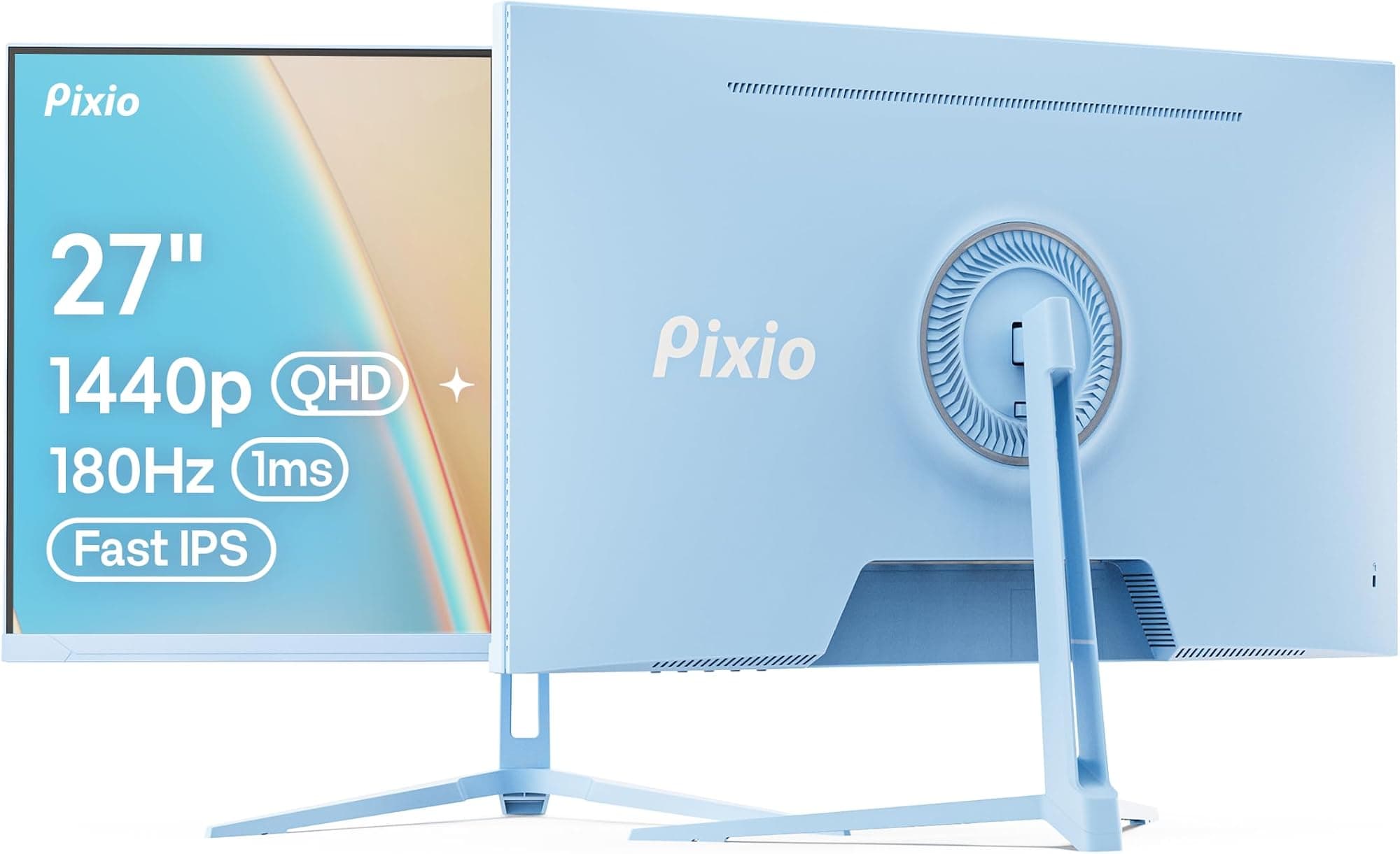 Pixio PX278 Wave Blue 27 inch 180Hz Refresh Rate Quad HD 1440p Resolution AMD FreeSync Fast IPS Panel 1ms GTG Response Time Built-in Speakers Gaming Monitor