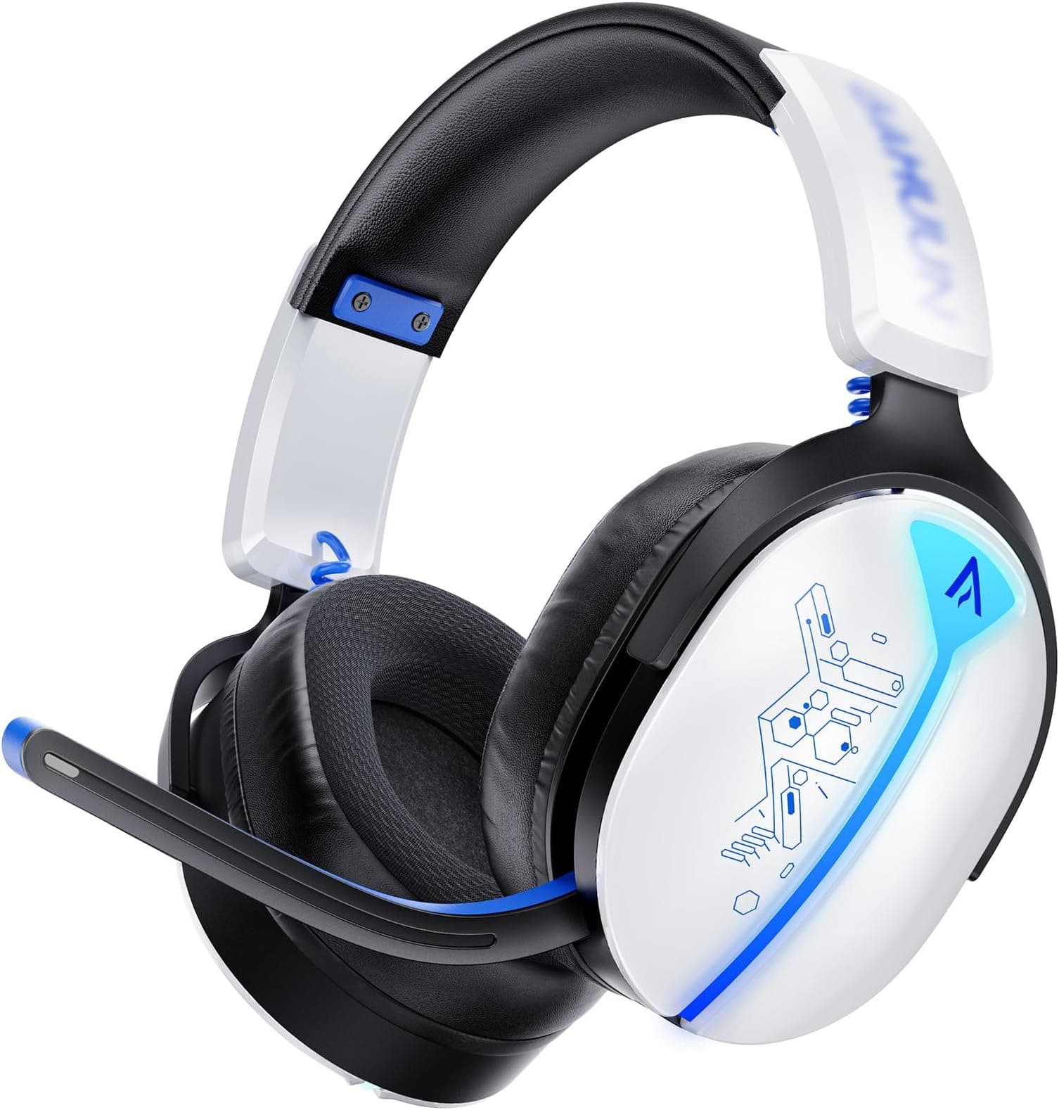 Buwnia Wireless Gaming Headset, Ps5 Headset for PC Ps5 Ps4 Switch, 2.4GHz Lossless Audio Gaming Headsets, Bluetooth 5.3 Gaming Headphone with Noise Canceling Mic & 40H Battery, RGB Light