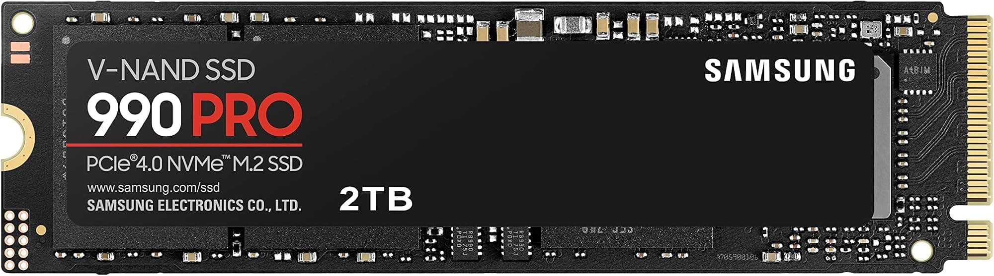 Samsung 990 PRO NVMe M.2 SSD, 2 TB, PCIe 4.0, 7,450 MB/s read, 6,900 MB/s write, Internal SSD, For gaming and video editing, MZ-V9P2T0BW