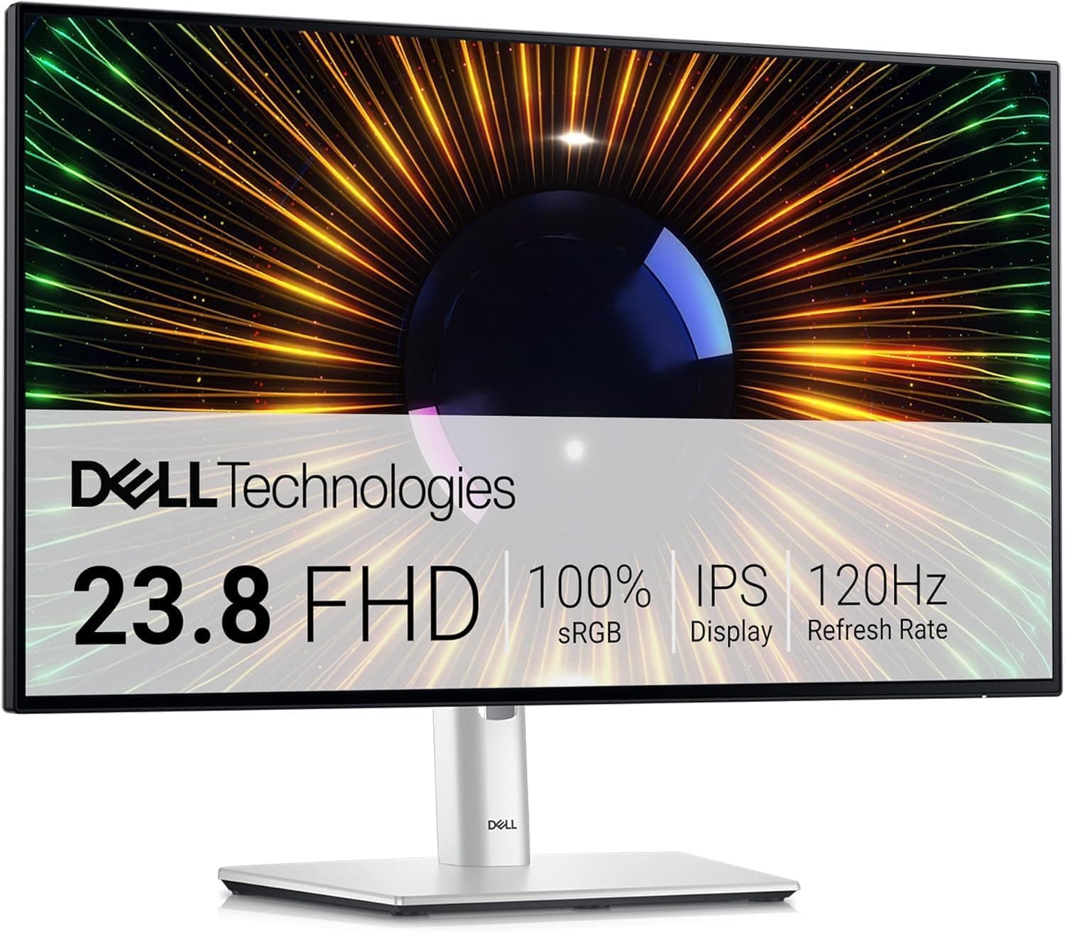 Dell U2424H UltraSharp 24 Inch FHD (1920x1080) Monitor, 120Hz, IPS, 5ms, 98% DCI-P3, 2x USB-C, 2x DisplayPort, HDMI, 3x USB, 3 Year Warranty, Silver