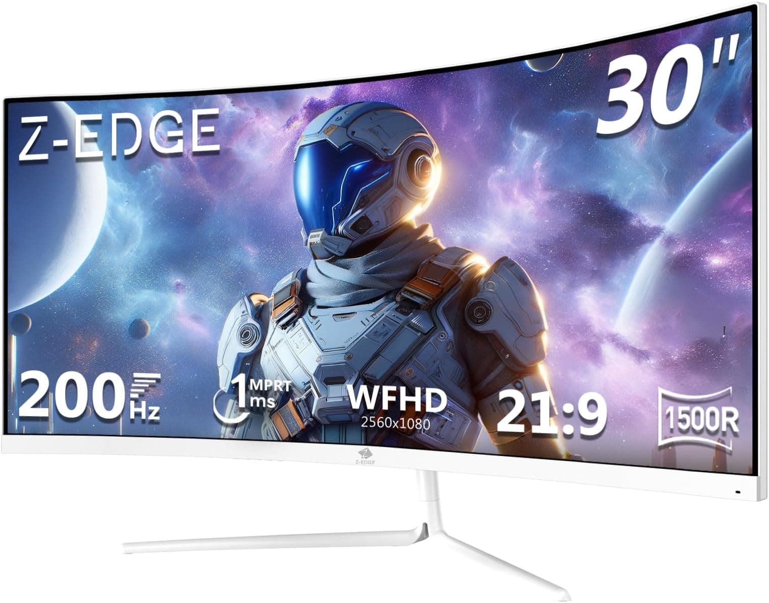 Z-Edge 30 Inch Ultrawide Curved Gaming Monitor 200Hz 2560x1080 21:9 White