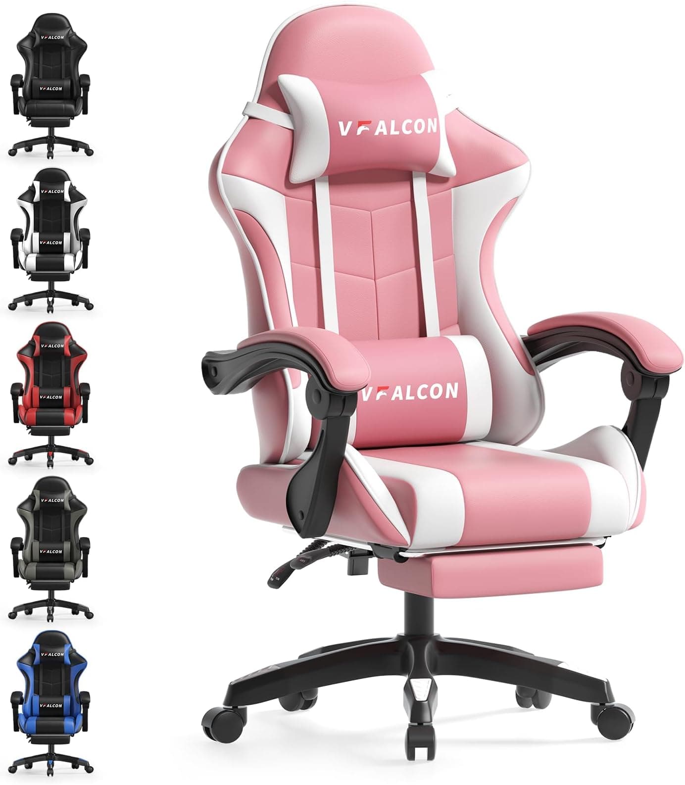 Vfalcon XTREME Gaming Chair – Ergonomic Reclining Chair with Footrest, 360° Swivel, Height Adjustable (Grey)