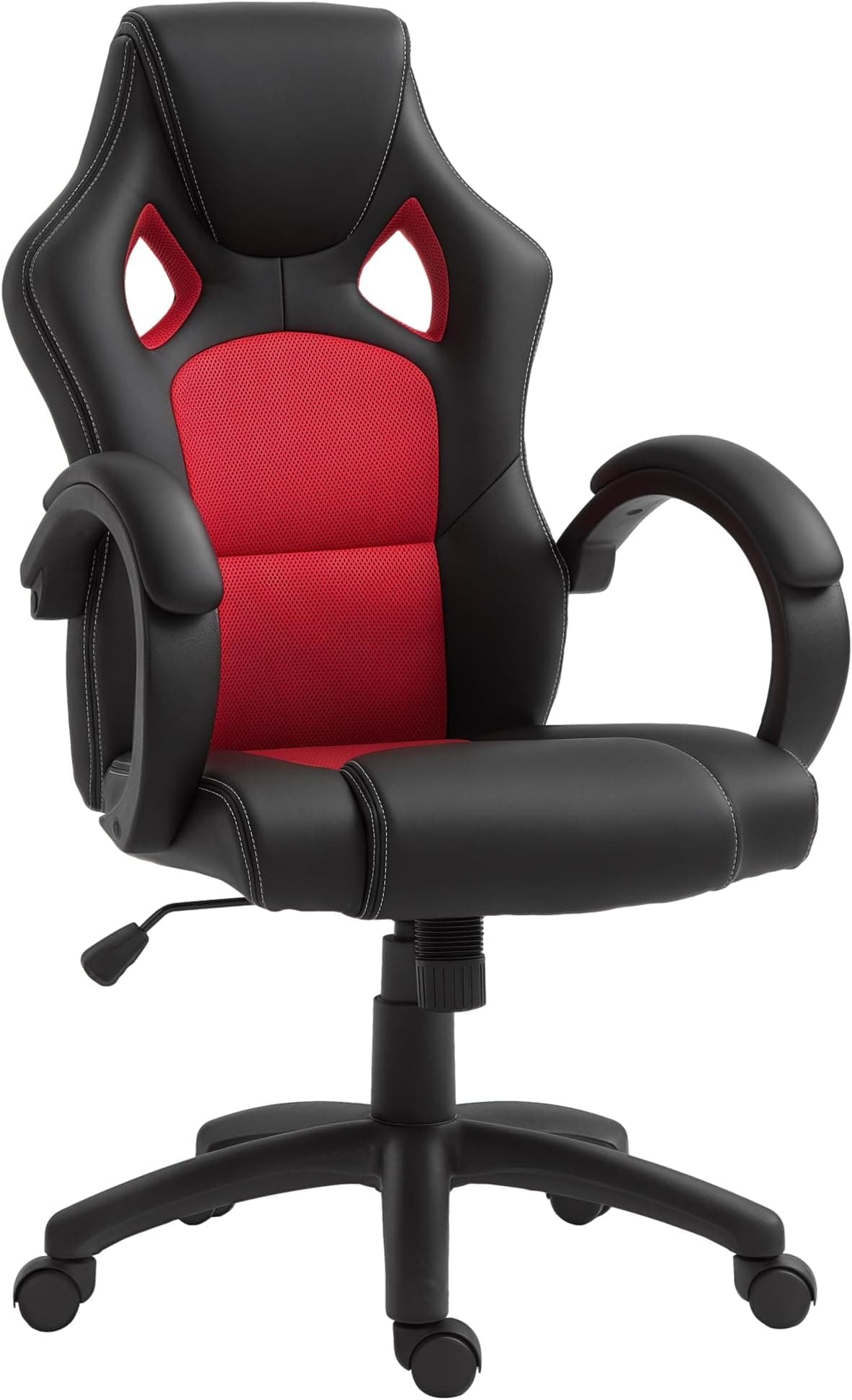Vinsetto Gaming Chair Faux Leather Swivel Computer Racing Gamer Desk Chair for Home Office with Wheels, Red