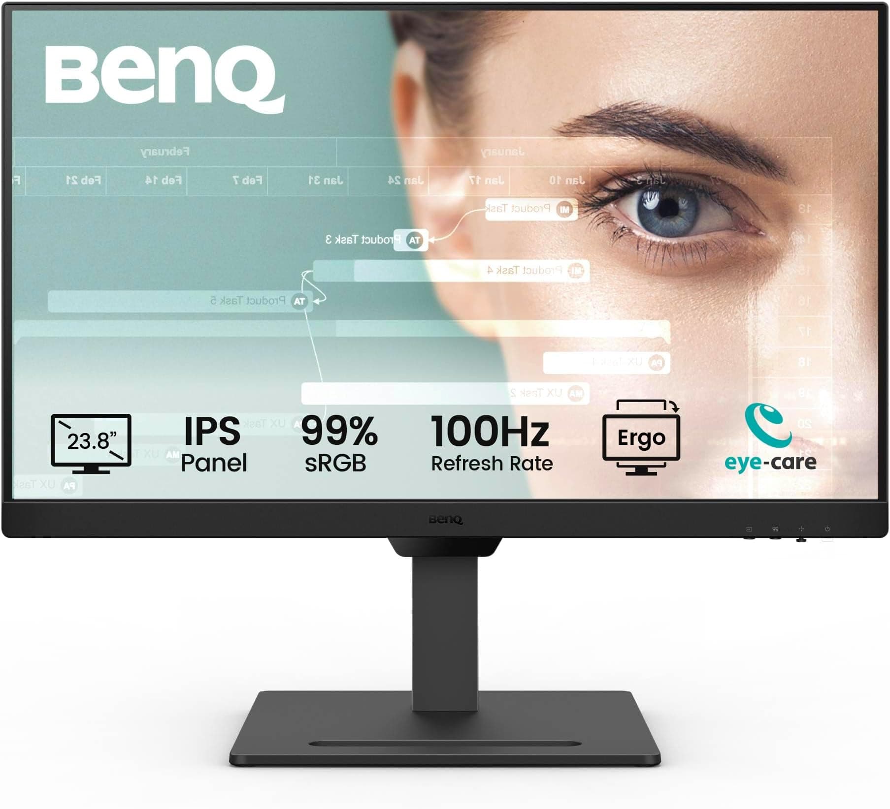 BenQ GW2490T 23.8” IPS 1080p Home Office Monitor, FHD, 100Hz, Ergo design, high refresh rate, 99% sRGB, VESA MediaSync, B.I, Flicker Free, Low Blue Light, ePaper, Coding mode, TÜV Rheinland Certified