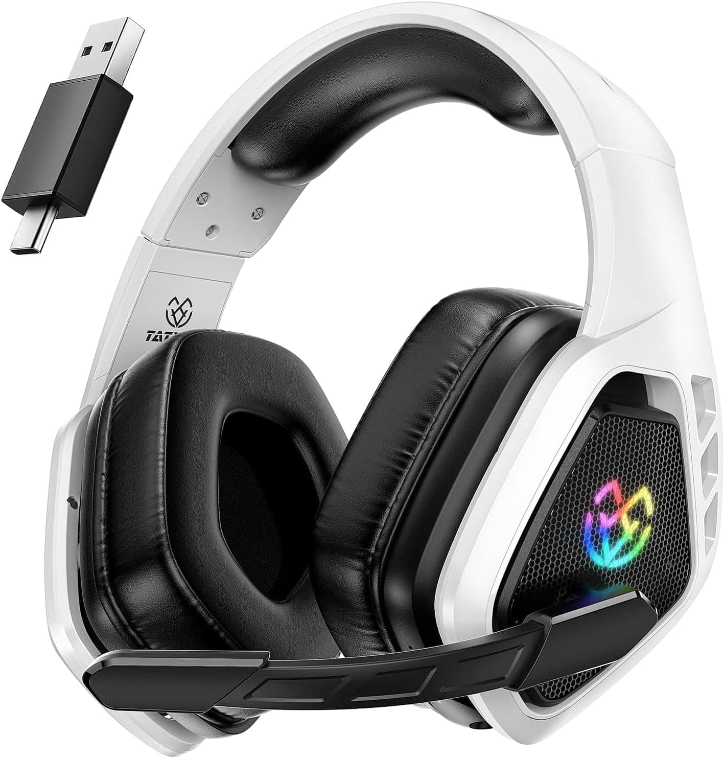 Tatybo Wireless Gaming Headset for PC Ps5 Ps4, 2.4GHz USB & Type-C & Bluetooth Gaming Headphones with Mic, 40H Battery Comfortable Ps5 Headsets for Switch Laptop Mobile Mac
