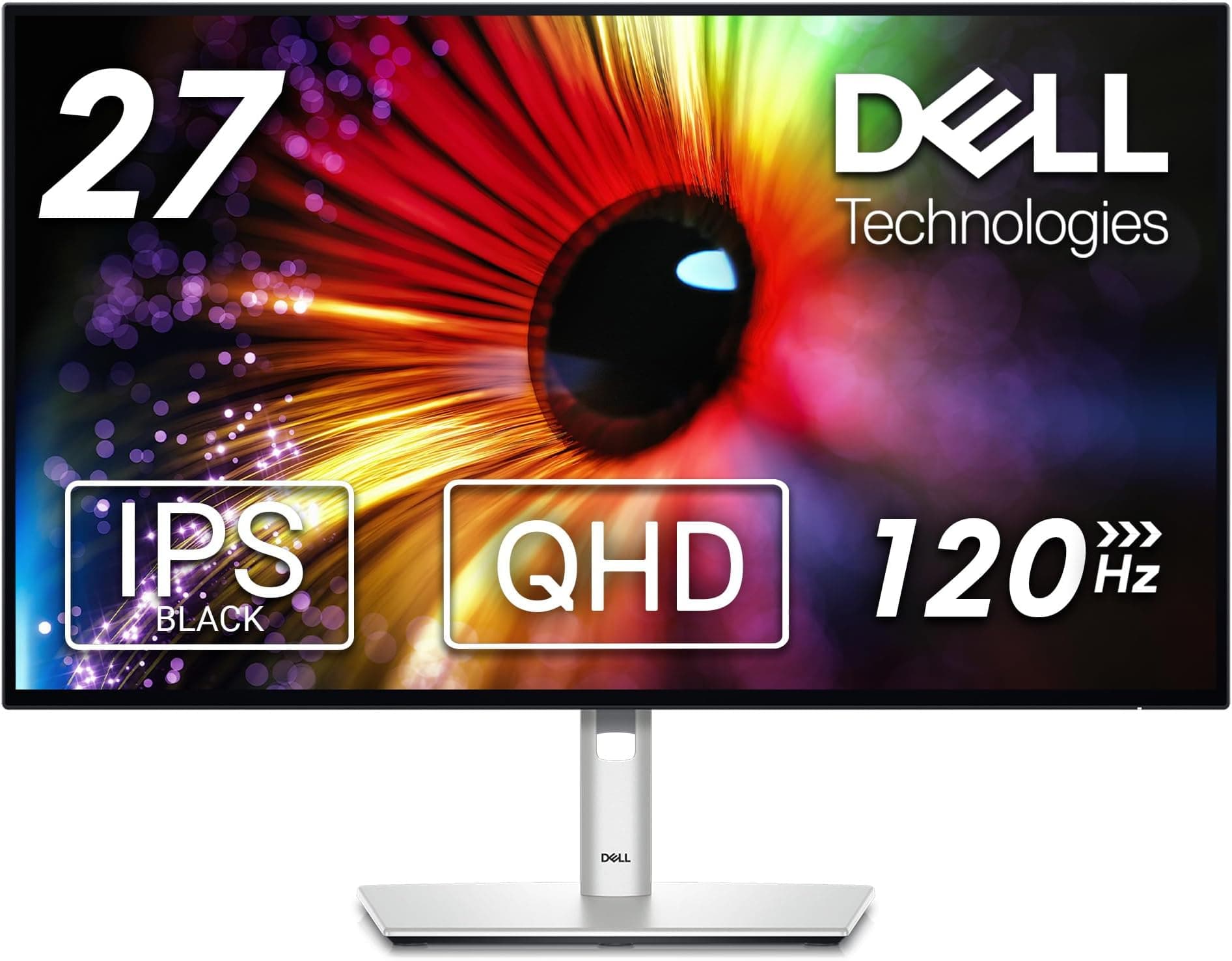 Dell U2724D UltraSharp 27 Inch QHD (2560x1440) Monitor, 120Hz, IPS Black, 5ms, 98% DCI-P3, 2x USB-C, 2x DisplayPort, HDMI, 3x USB, 3 Year Warranty, Silver