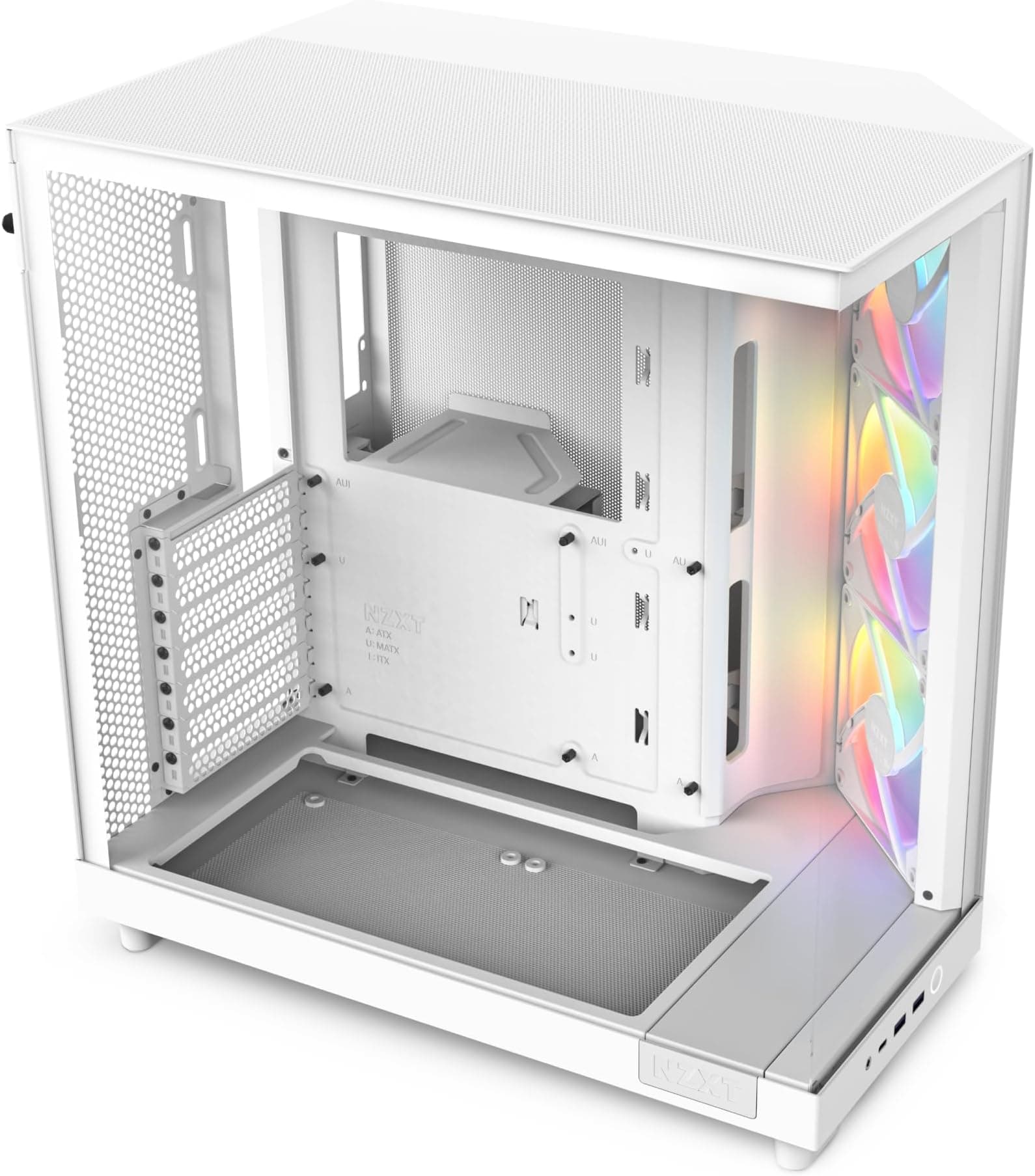 NZXT H6 Flow RGB | CC-H61FW-R1 | Compact Dual-Chamber Mid-Tower Airflow Case | Includes 3 x 120mm RGB Fans | Panoramic Glass Panels | High-Performance Airflow Panels | Cable Management | White