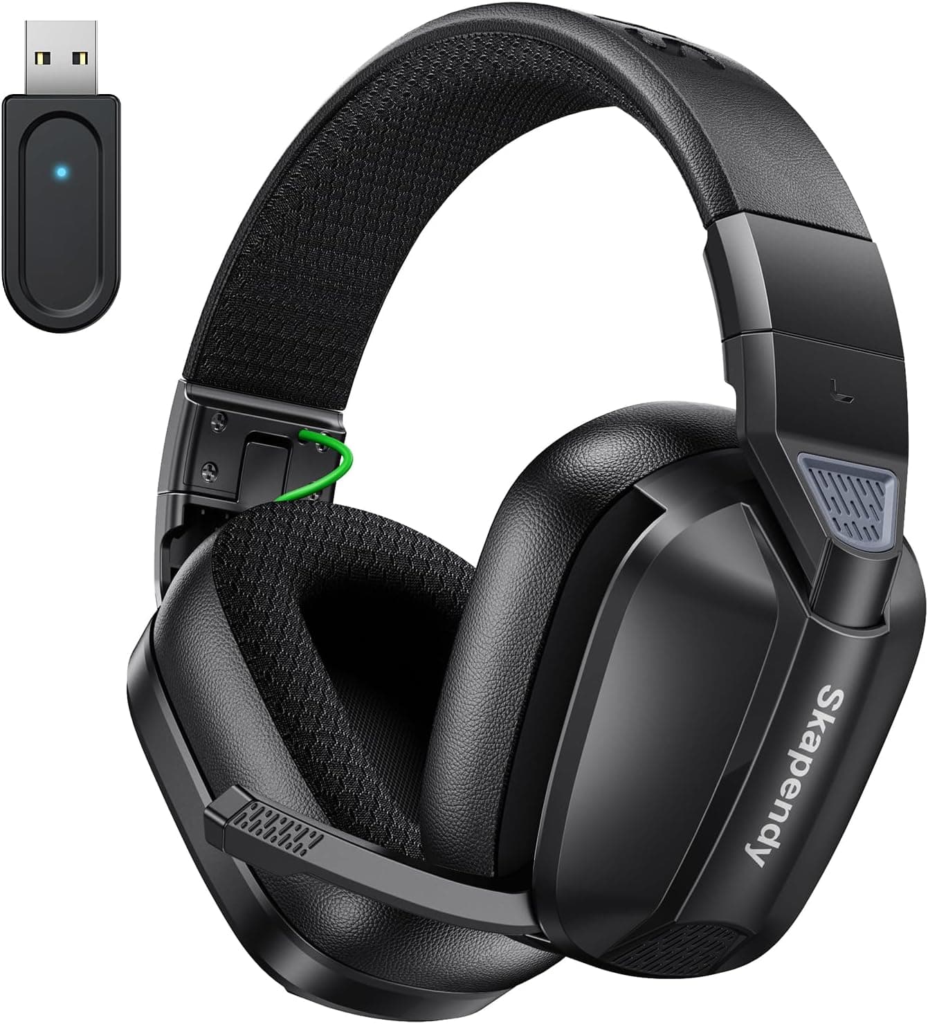 Skapendy VK80 2.4GHz Wireless Gaming Headset for PS5 Low Latency,50+Hr Battery Bluetooth Gaming Headphones,Stereo Sound Headset for Switch with Noise Canceling Mic,Matte,light black