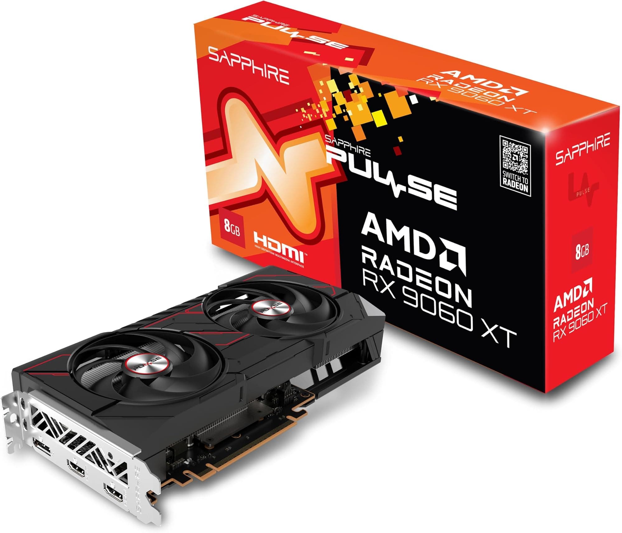 Sapphire technology Pulse AMD Radeon RX 9060 XT Gaming OC, 8GB Dual HDMI-DP