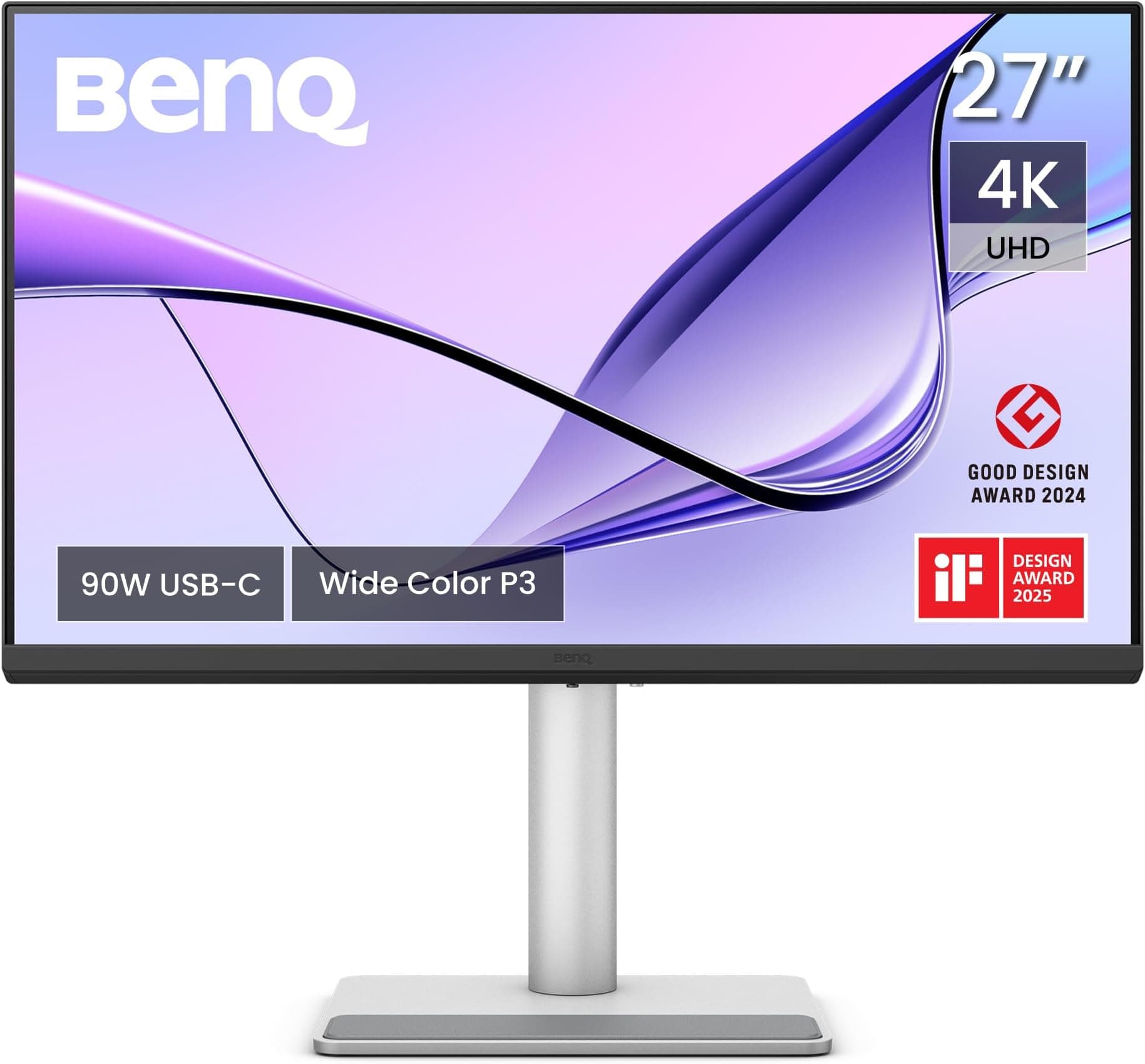 BenQ MA270U 27 inch 4K 3840x2160 Monitor for MacBook Pro/Air, Dual USB-C, 90W Power Delivery, Mac Color Match, USB Hub, Brightness & Volume Control on Mac, Adjustable Stand, P3 Color Gamut