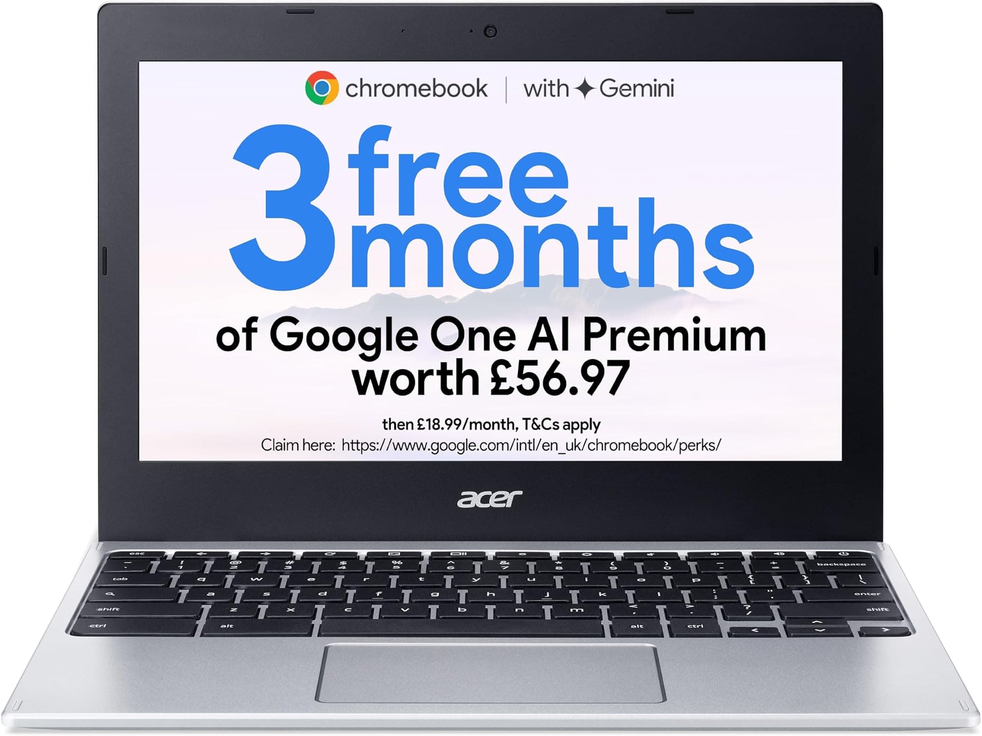 acer Chromebook 311 CB311-11H Laptop - MTK MT8183, 4GB, 64GB eMMC, Integrated Graphics, 11.6-inch HD, Google Chrome OS, Silver