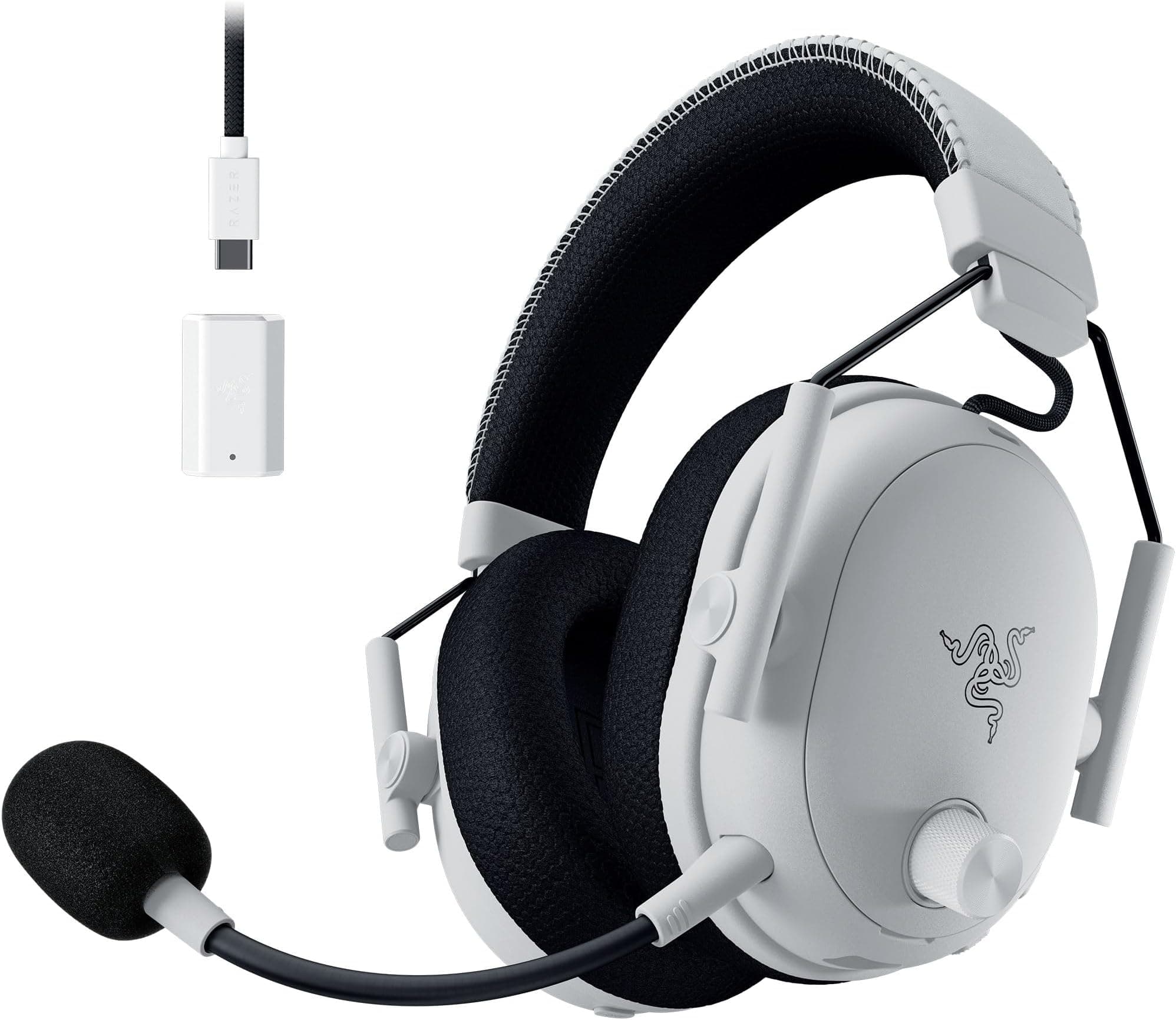 Razer BlackShark V3 Pro - Wireless ANC Esports Headset - Active Noise Cancellation - Drivers 50mm - Detachable HyperClear Mic - Wireless HyperSpeed 2,4 GHz & Bluetooth - FPS - PC/Mac, White