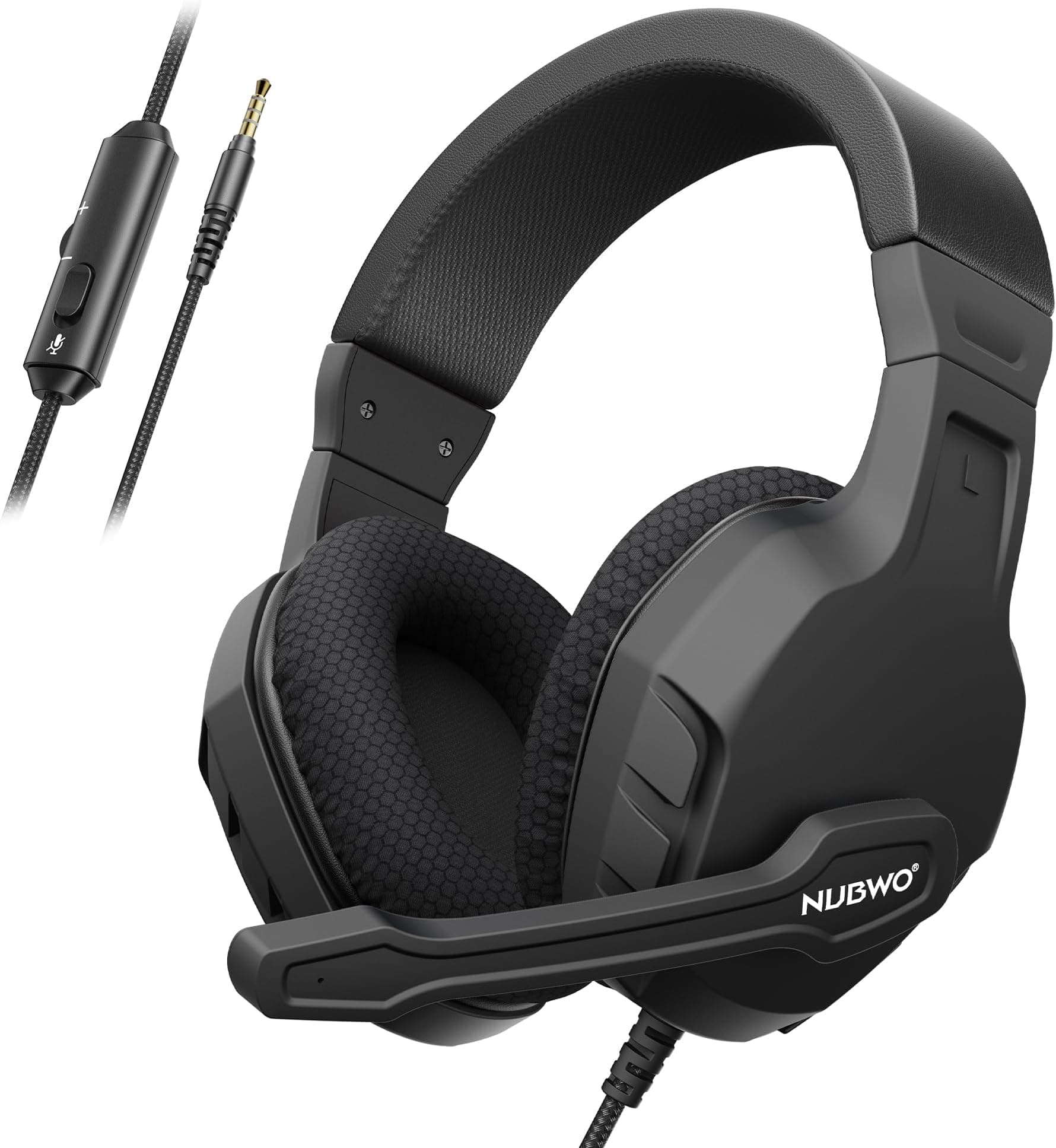 NUBWO U3 3.5mm Gaming Headset for PC, PS4, PS5, Laptop, Xbox One, Mac, iPad, NS Games, Computer Game Gamer Over Ear Flexible Microphone Volume Control with Mic - Black