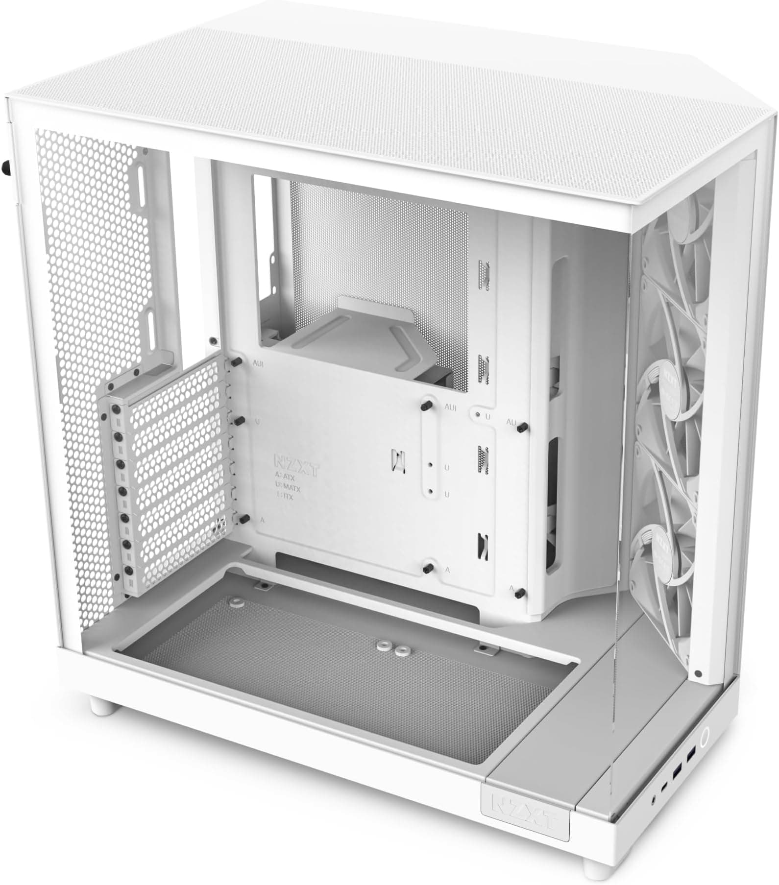 NZXT H6 Flow | CC-H61FW-01 | Compact Dual-Chamber Mid-Tower Airflow Case | Panoramic Glass Panels | High-Performance Airflow Panels | Includes 3 x 120mm Fans | Cable Management | White