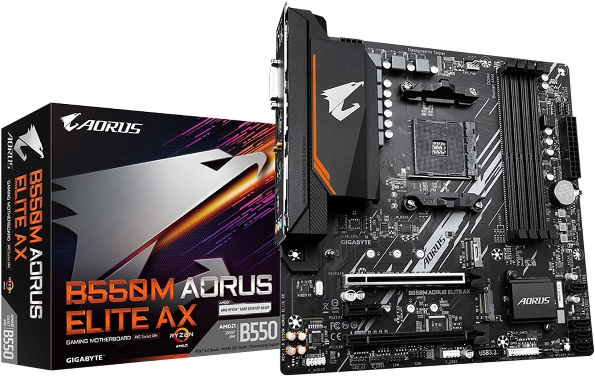 Gigabyte B550M AORUS Elite AX (AM4/ AMD/ B550/ Micro ATX/Single M.2/ SATA 6Gb/s/USB 3.2 Gen 1/ Realtek GbE LAN/PCIe 4.0/ Motherboard)