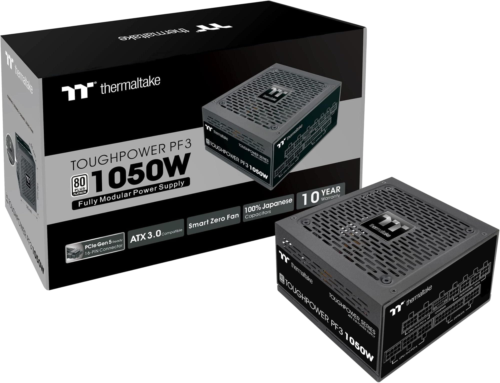 Thermaltake Toughpower PF3 1050 WATT/ATX 3.0 / Native PCIE 5/100% Japanese Capacitors/ 80 Plus Platinum/Fully Modular PC Power Supply