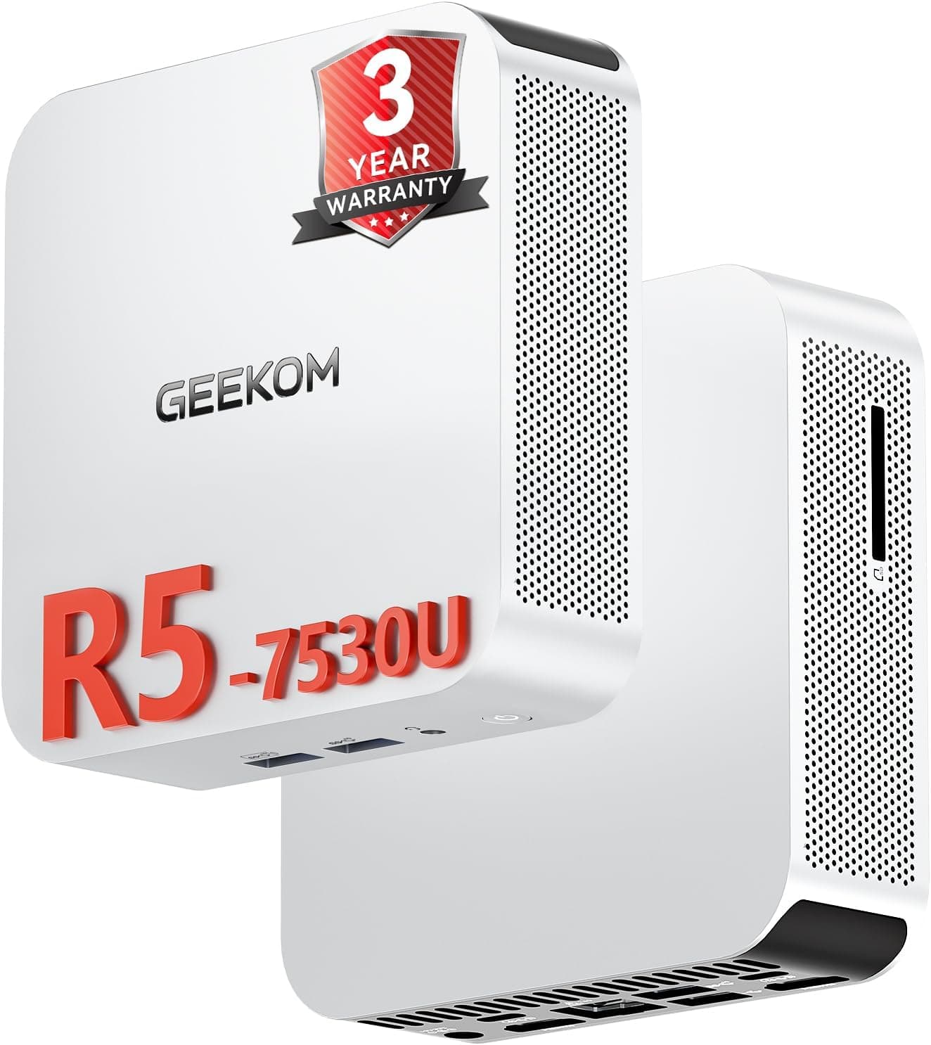 GEEKOM A5 2026 Mini PC with Windows 11 Pro, with AMD Ryzen 5 7430U (Beats 4300U/7730U, Up to 4.4GHz) 16GB High Speed RAM & 512GB SSD, Dual HDMI 8K Quad Display/WiFi 6 for Video Editing/Graphic Design