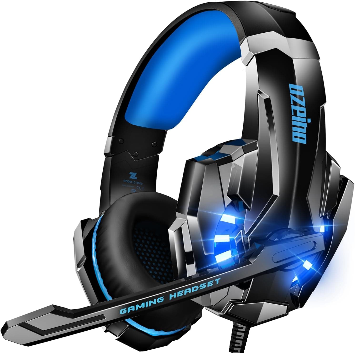 Ozeino Gaming Headset for Ps4 Ps5 3D Surround Sound Noise Cancelling Headphones with Microphone for PC Xbox One Switch with LED Light