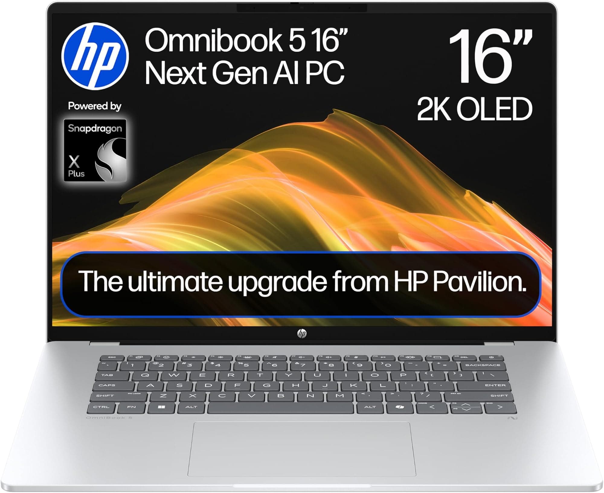HP OmniBook 5 Next Gen AI 16" Laptop | CoPilot+ PC | Snapdragon X1-26-100 Processor | 16GB RAM | 512GB SSD | Qualcomm Adreno Graphics | 2K OLED Display | 34.75 Hrs Battery | Windows 11 | 16-bf0000sa