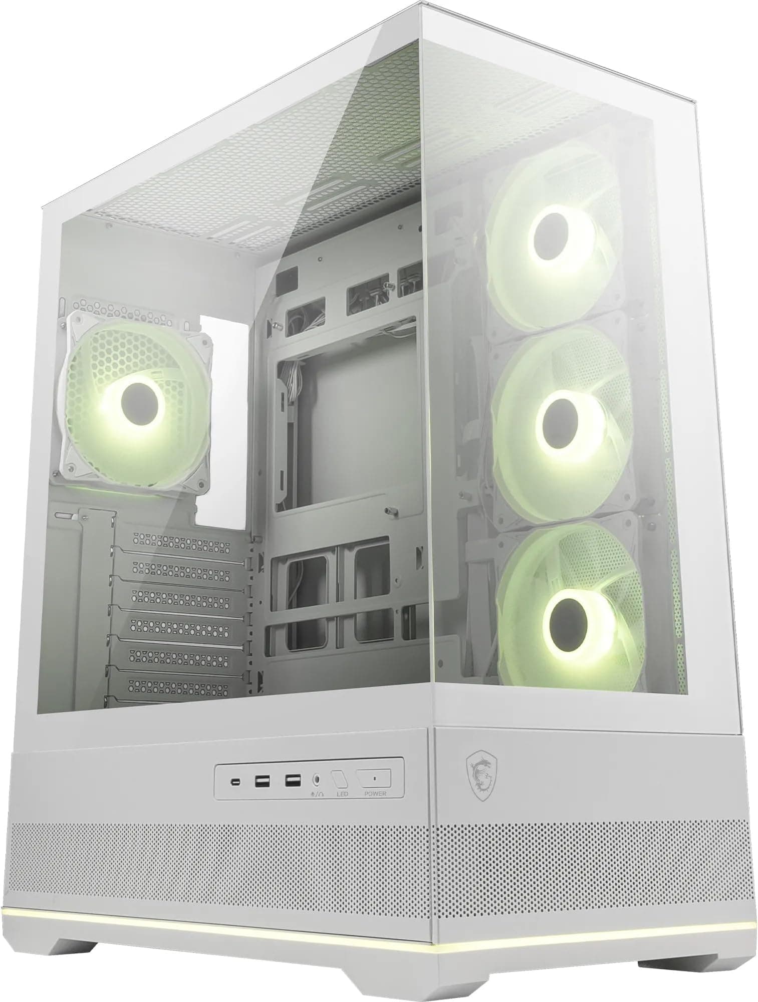 MSI MAG PANO 110R PZ WHITE - Mid-tower Gaming PC Case - Supports up to 400 mm GPU in length, Removable Dust Filters, USB 20Gbps (Type-C), Back-connect ATX & Micro-ATX Motherboard support.