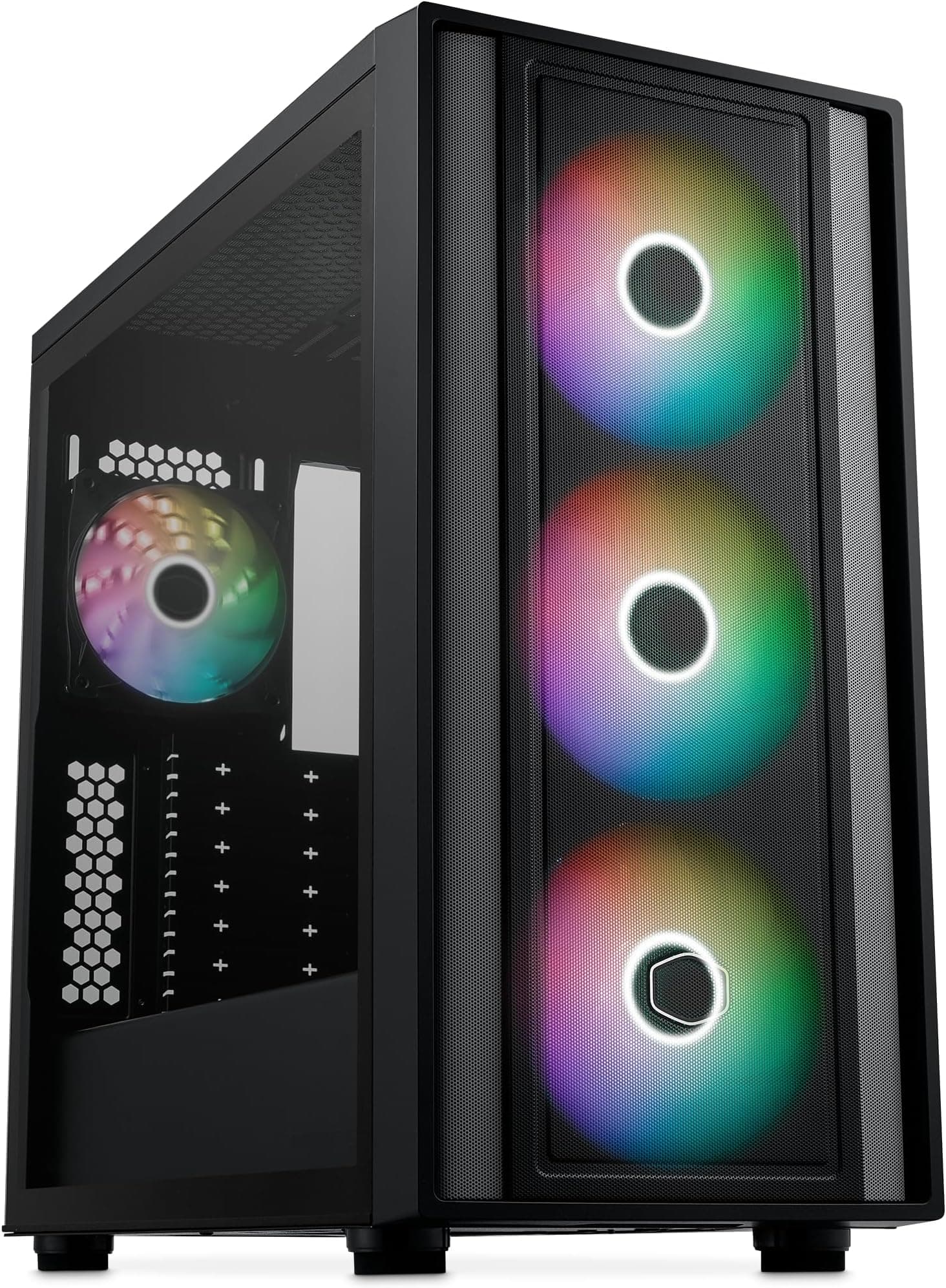 Cooler Master MasterBox 600 Mid-Tower E-ATX Airflow Case - Back Connect MB & 420mm Radiator Ready, 3 x 140mm & 1 x 120mm ARGB PWM Fans Pre-Installed, Tempered Glass Side, USB 3.2 Gen 2x2 Type-C