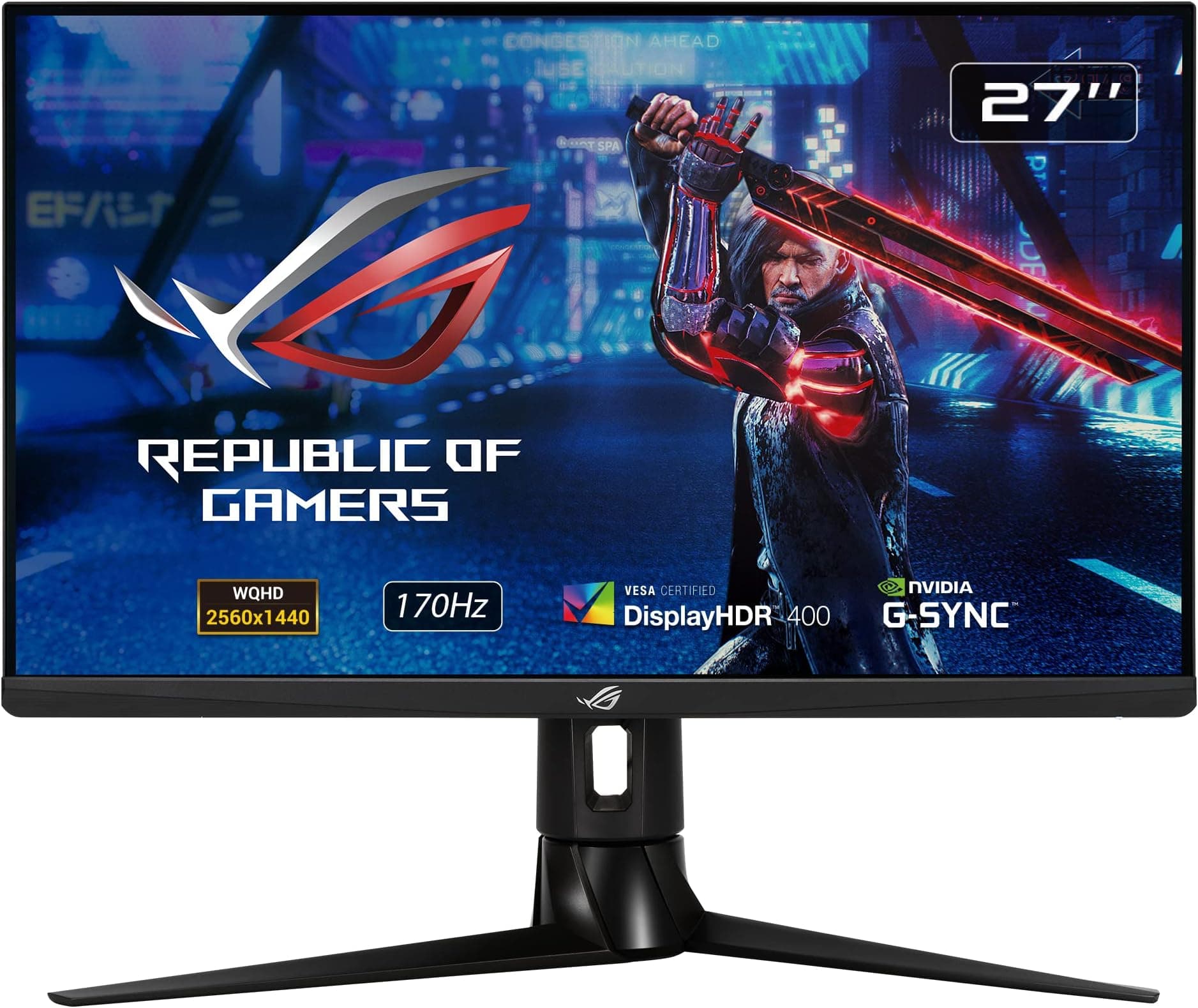 ASUS ROG Strix XG27AQ HDR Gaming Monitor – 27 inch WQHD (2560 x 1440), Fast IPS, Overclockable 170Hz (Above 144Hz), 1ms (GTG), ELMB SYNC, G-SYNC Compatible, DisplayHDR 400