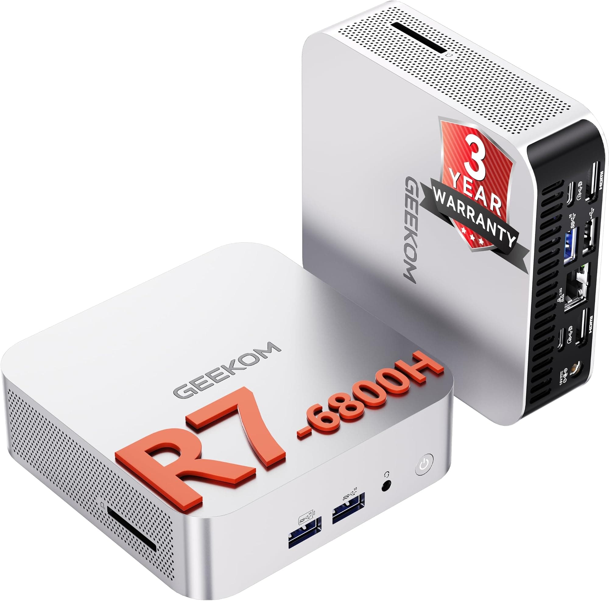 GEEKOM A6 Mini PC Windows 11 Pro, with AMD Ryzen 7 6800H(Beats 4300U/5500U, Up to 4.7GHz), 16GB DDR5 RAM & 1TB SSD, Dual USB4.0 & Dual HDMI Quad Display/WiFi 6E for Video Editing/Gaming/Graphic Design