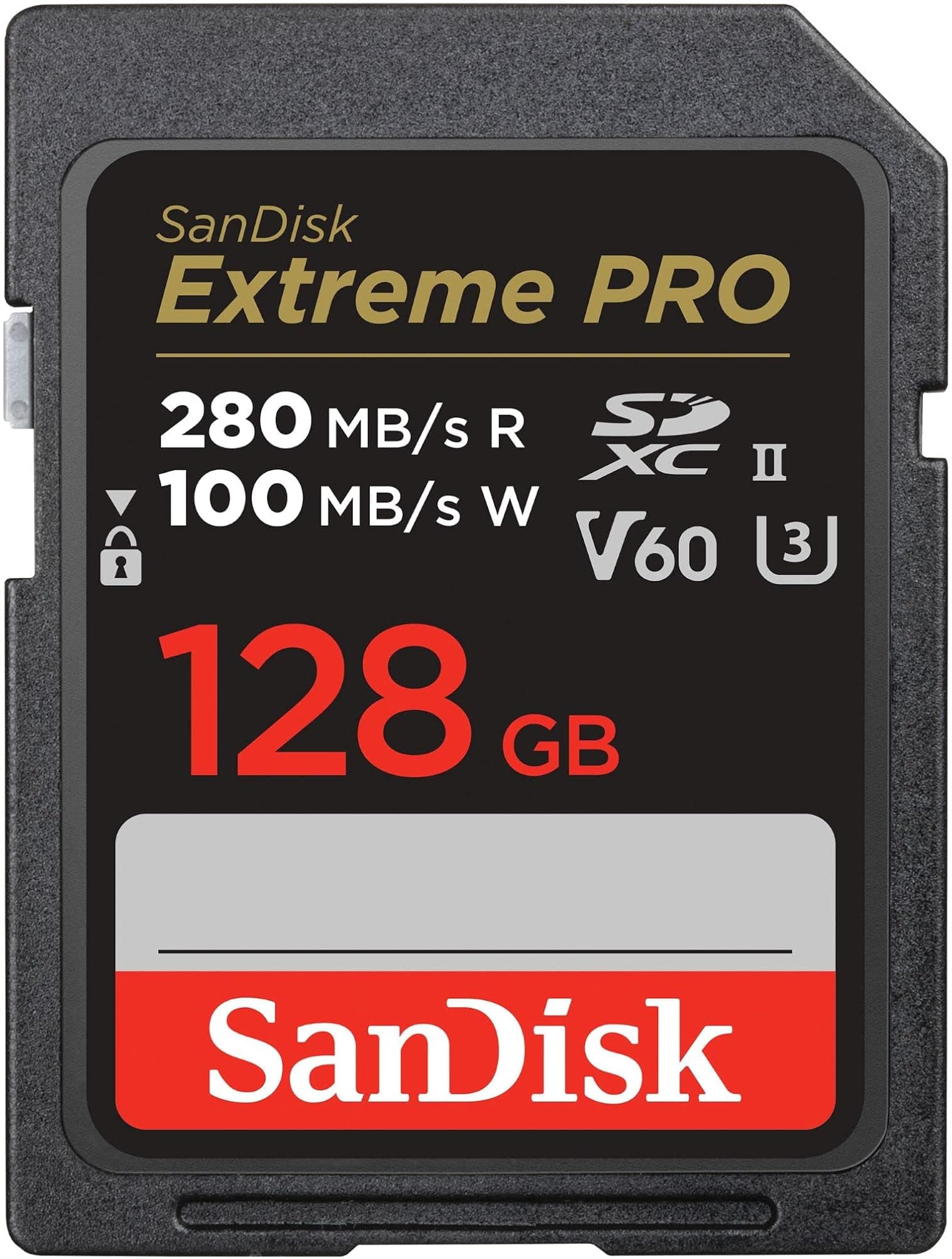 SanDisk 128GB Extreme PRO SDXC card, SD Card, V60 Memory card, 6K & 4K UHD, up to 280 MB/s, Shock, Temperature, Water and X-Ray Proof, RescuePro Deluxe data recovery software, UHS-II, Class 10, U3