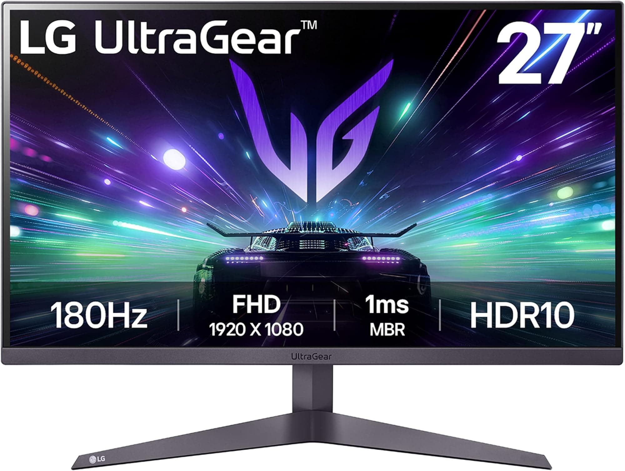LG UltraGear Gaming Monitor 27GS50F, 27 Inch, 1080p, 180Hz, 1ms MBR, 5ms Response Time, HDR 10, AMD FreeSync, Smart Energy Saving, Displayport, HDMI