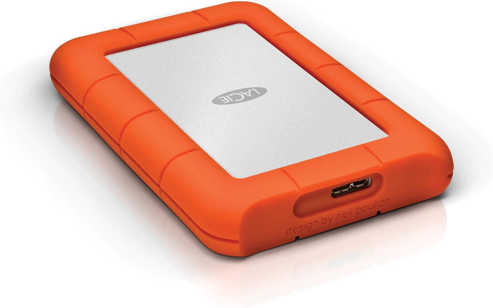 LaCie LAC301558 1 TB Dust and Water Resistant Mini External Hard Disk Drive - Grey /Orange