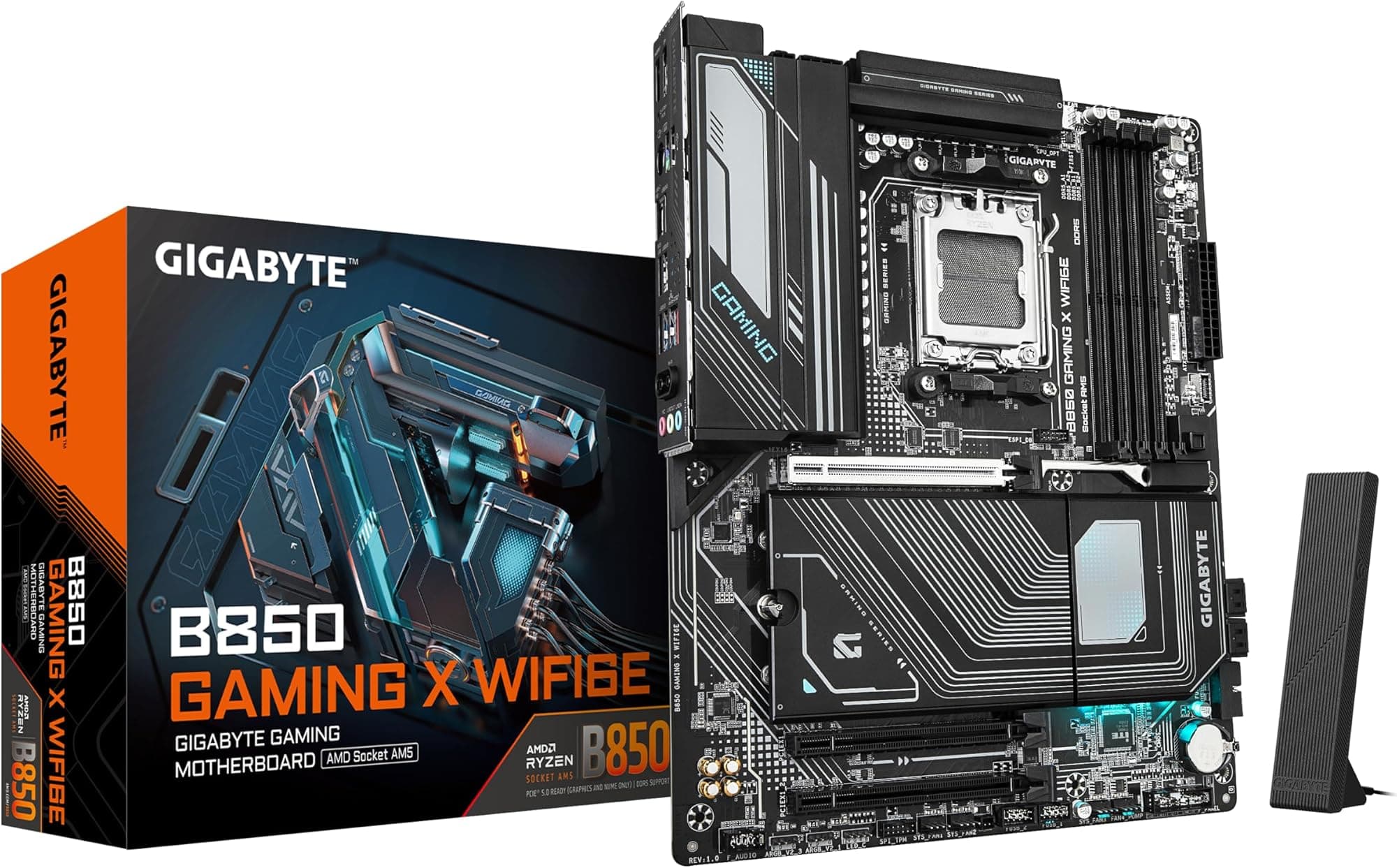 GIGABYTE B850 AORUS STEALTH ICE Motherboard - AMD Ryzen 9000 Series CPUs, 14+2+2 Phases Digital VRM, up to 8200MHz DDR5 (OC), 2xPCIe 5.0 + 2xPCIe 4.0 M.2, WIFI 7, 5 GbE LAN, USB 3.2 Gen 2